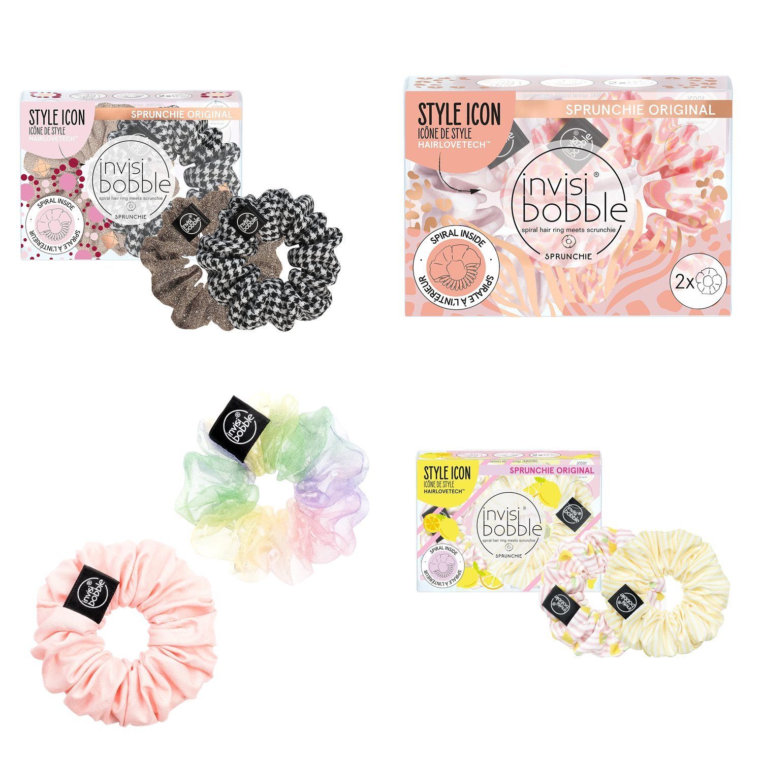 Spiral-Haargummi 4x Invisibobble Sprunchie Original Duo Haargummis Diverse Farben elega