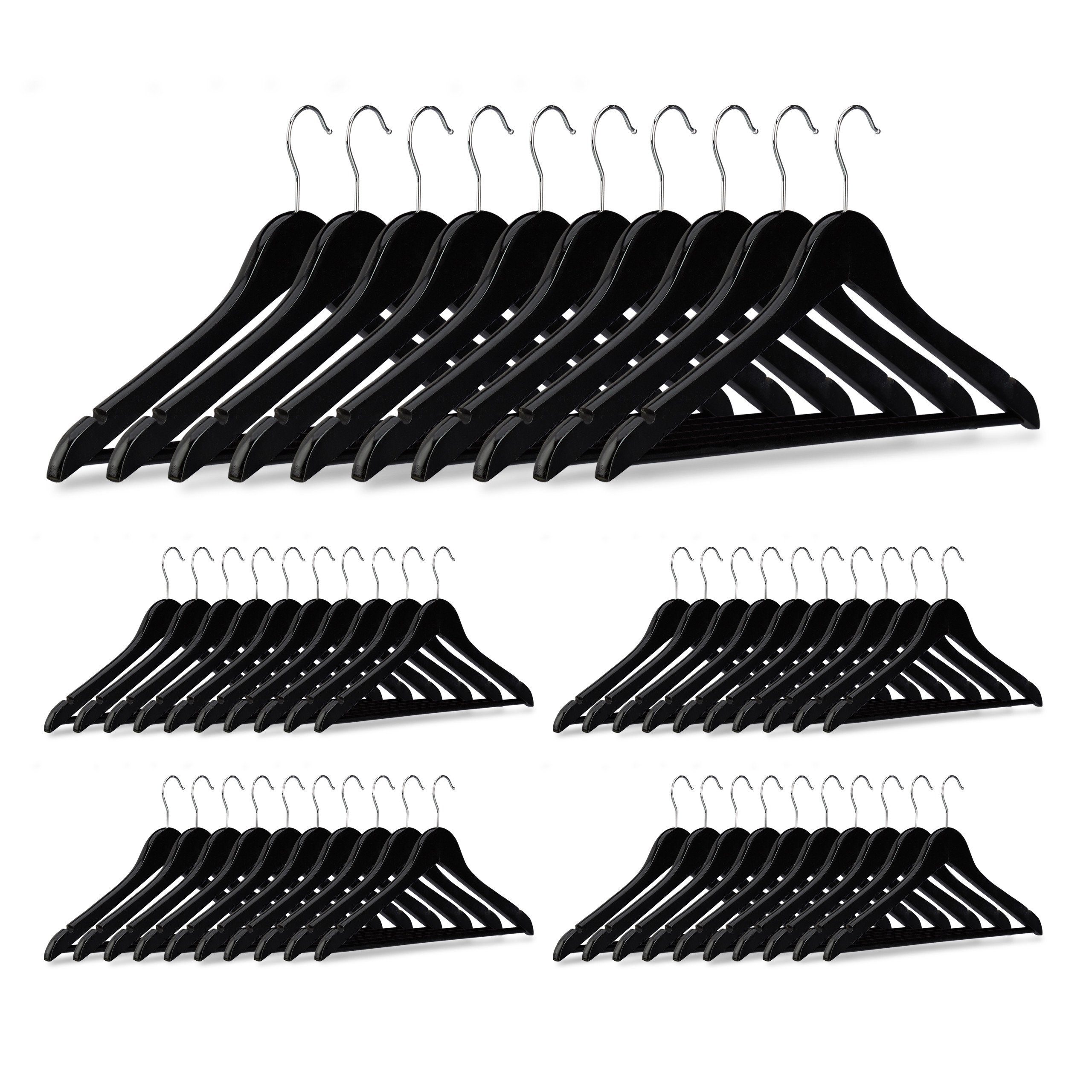 relaxdays Kleiderbügel Holz Kleiderbügel 50er Set, schwarz günstig online kaufen