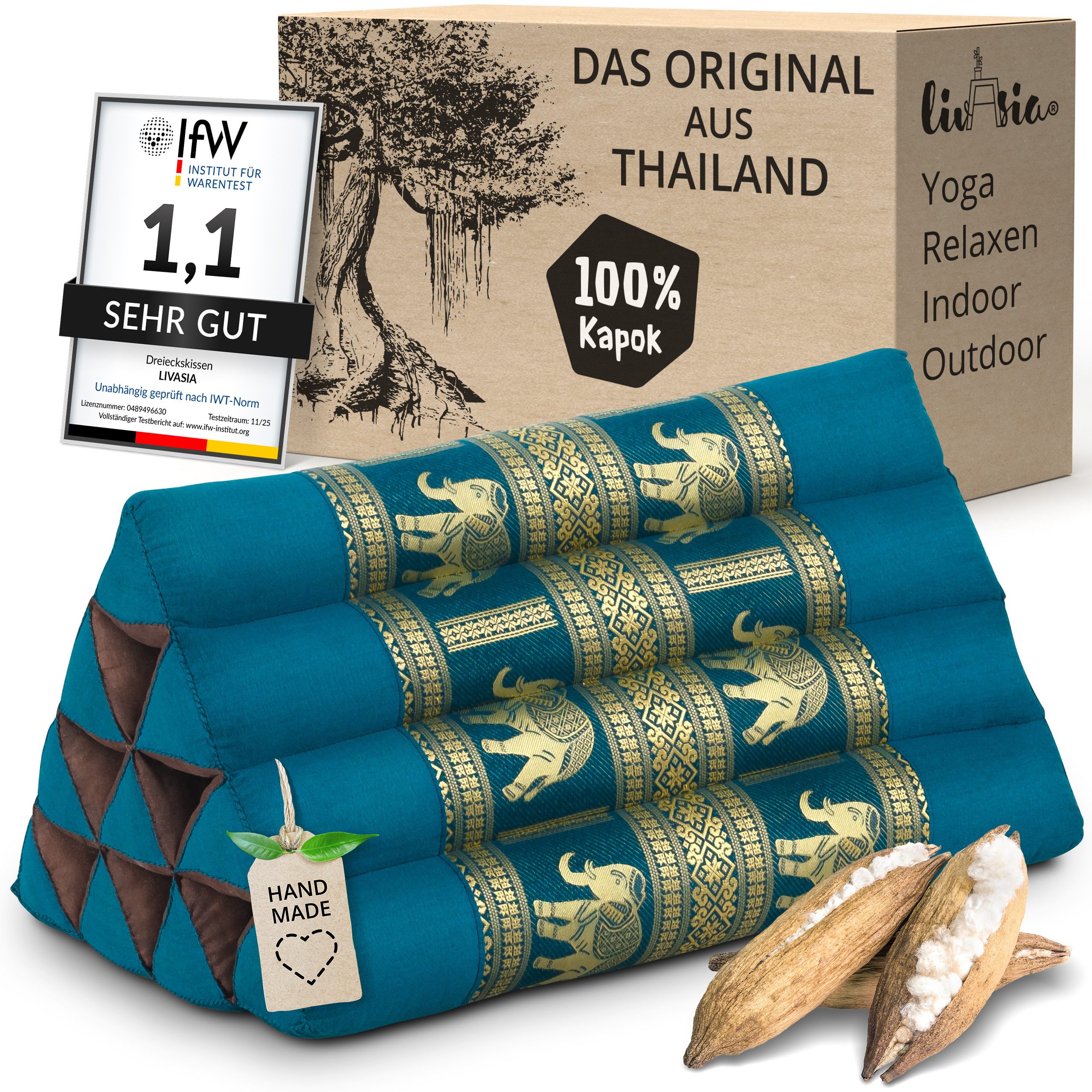 Keilkissen Dreieckskissen (Deluxe) vegan und handgefertigt, 32x55x29cm
