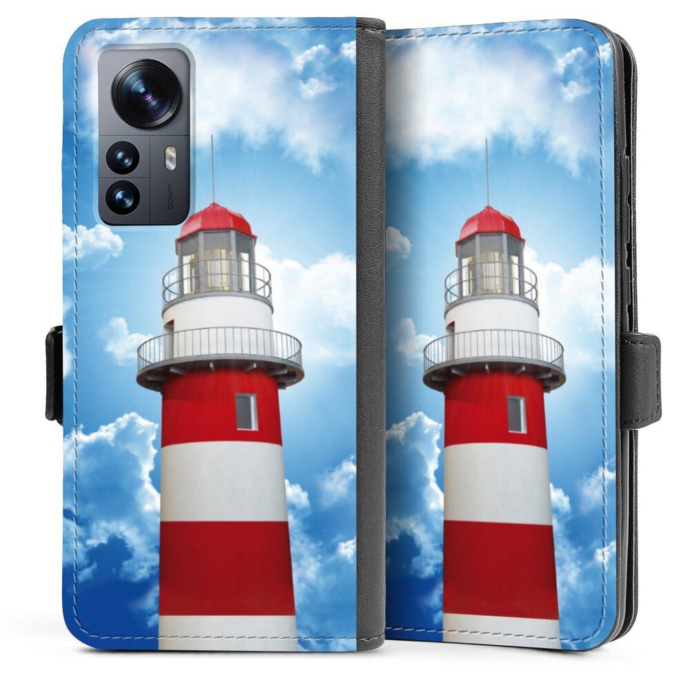 DeinDesign Handyhülle Leuchtturm Wolke Himmel Leuchtturm, Xiaomi 12 5G Hülle Handy Flip Case Wallet Cover Handytasche Leder