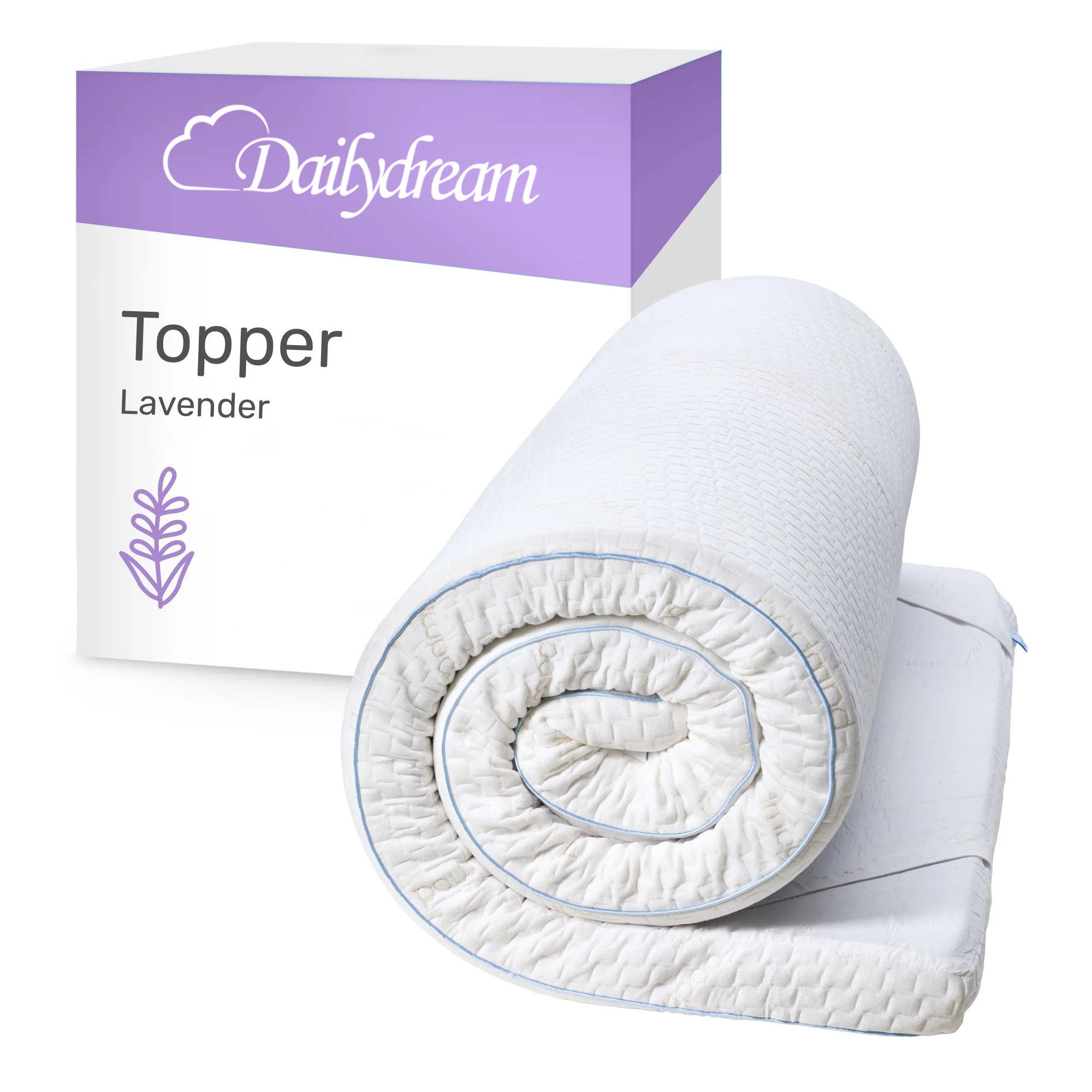 Dailydream, Topper Edition Lavendel, Memory Foam, H 1/2, Druckentlastend, Rutschfest & geruchsneutral
