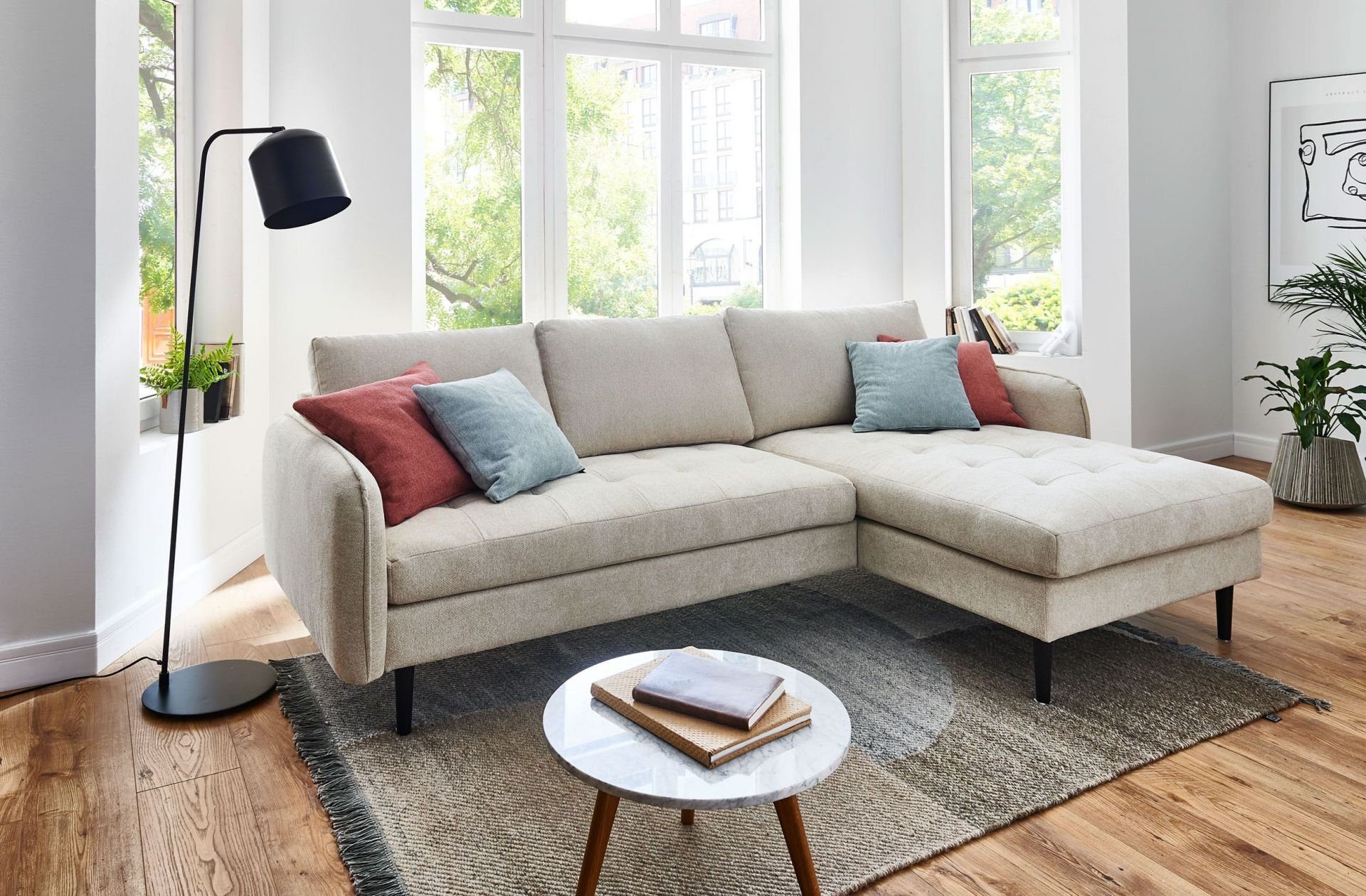 Home 124x154x86cm Ecksofa creme Ecksofa Couch Orleans« LC Sitzecke »New Sofa