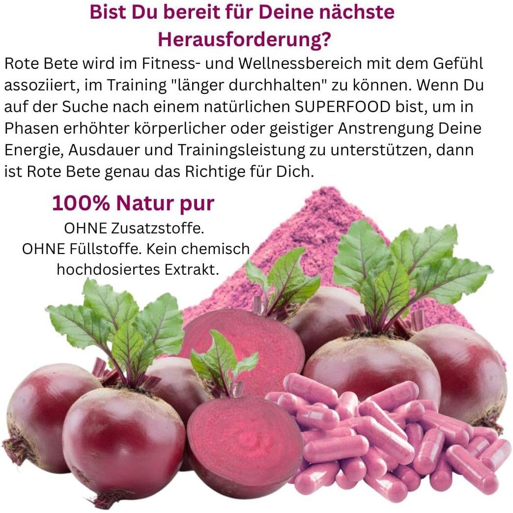 VitalLife Rote Beete rote Bete reines Wurzel-Pulver. NATUR Pur OHNE Zusatzstoffe Kapseln, 4 er Dose à 180 St., 420 g, Art. 26316-720