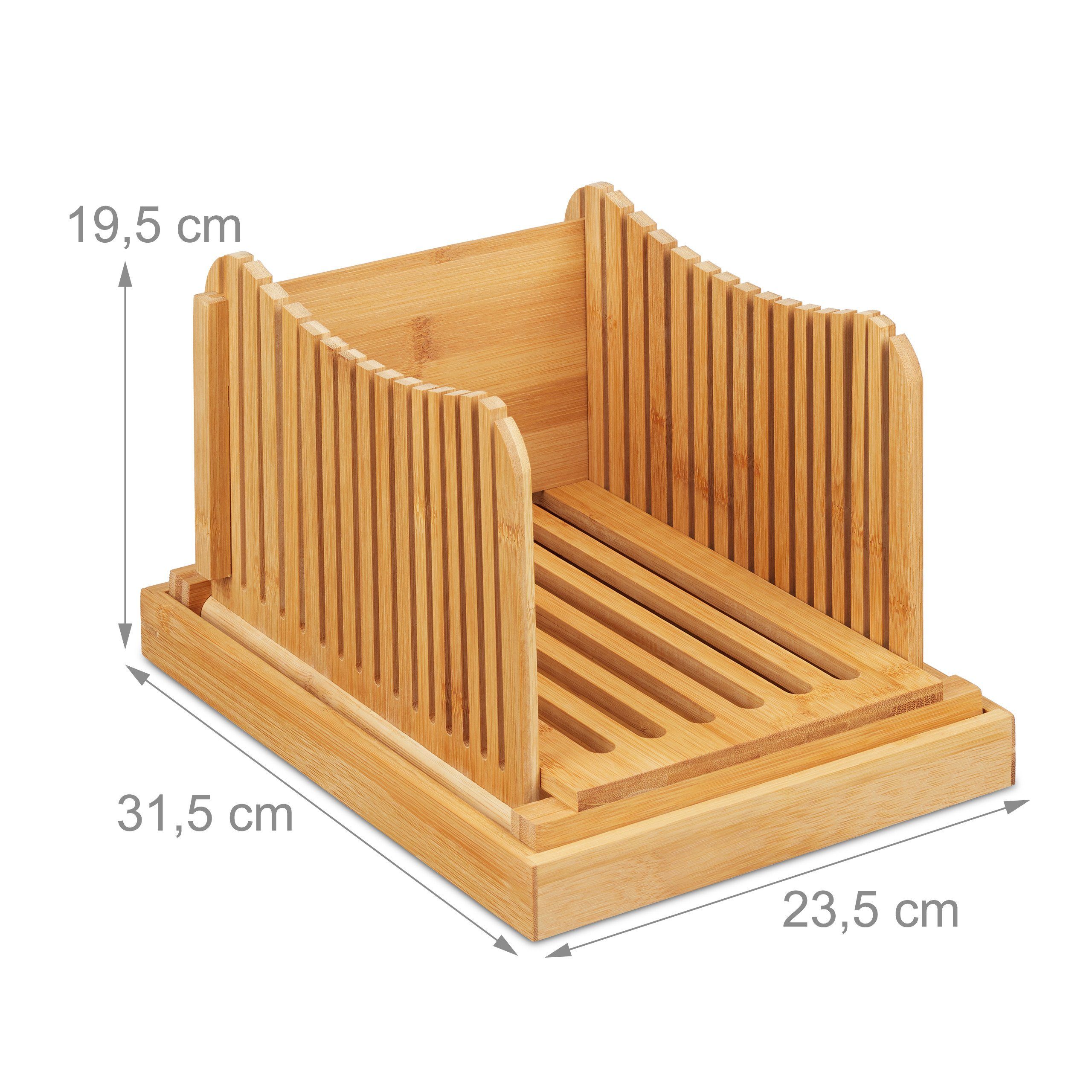 relaxdays Brotschneidebrett Bambus Brotschneidehilfe Bambus,