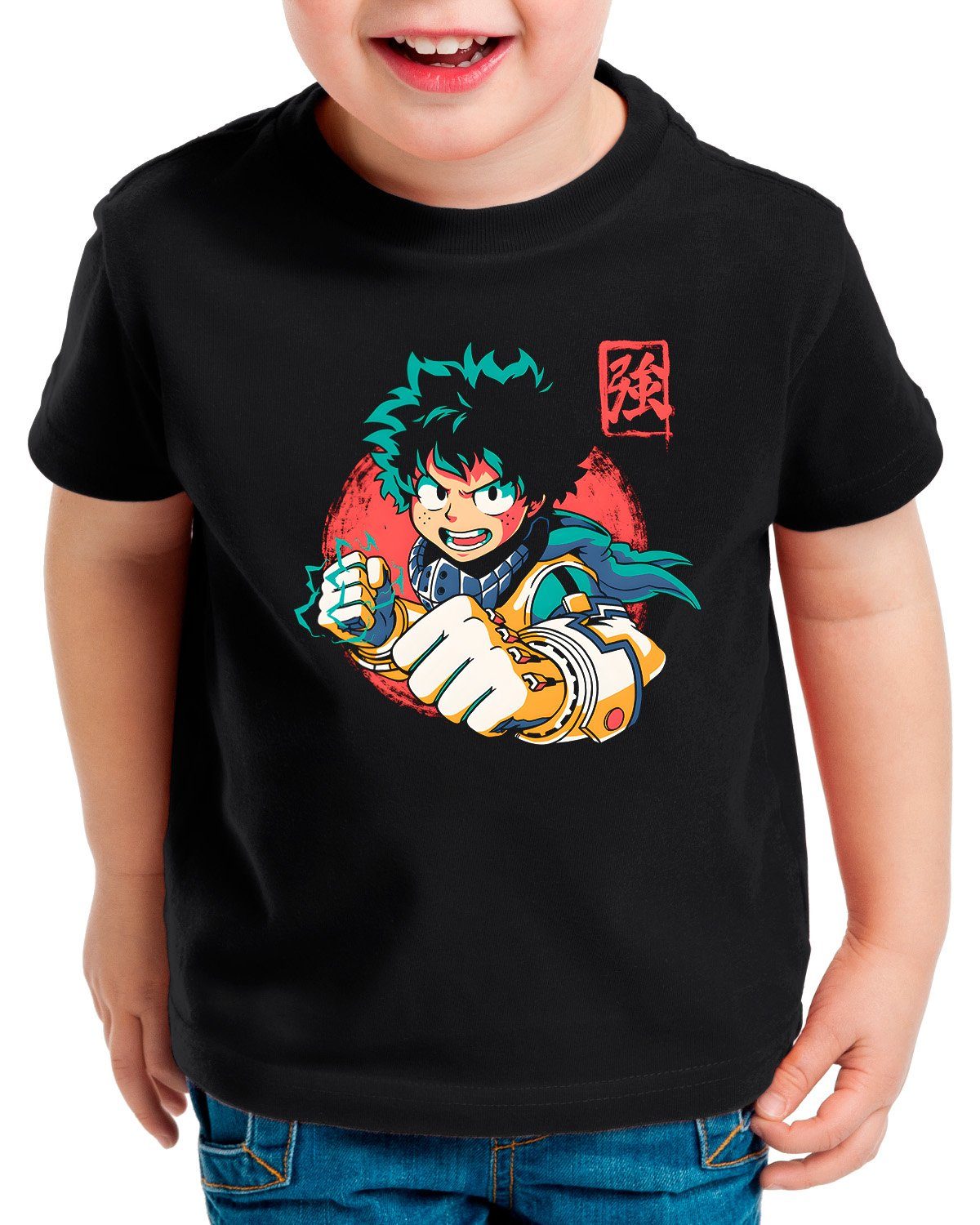T-Shirt Print-Shirt Deku anime style3 Kinder manga my Smash academia cosplay hero