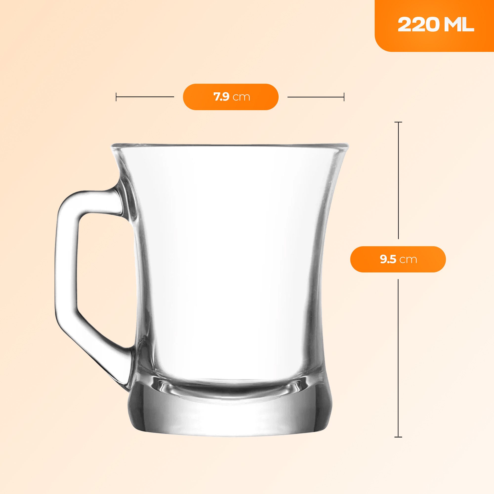 LAV Gläser-Set Zen+ Tassen, 6-tlg., Glas, 6er-Set, 210ml, ideal für Tee, Kaffee, Latte Macchiato