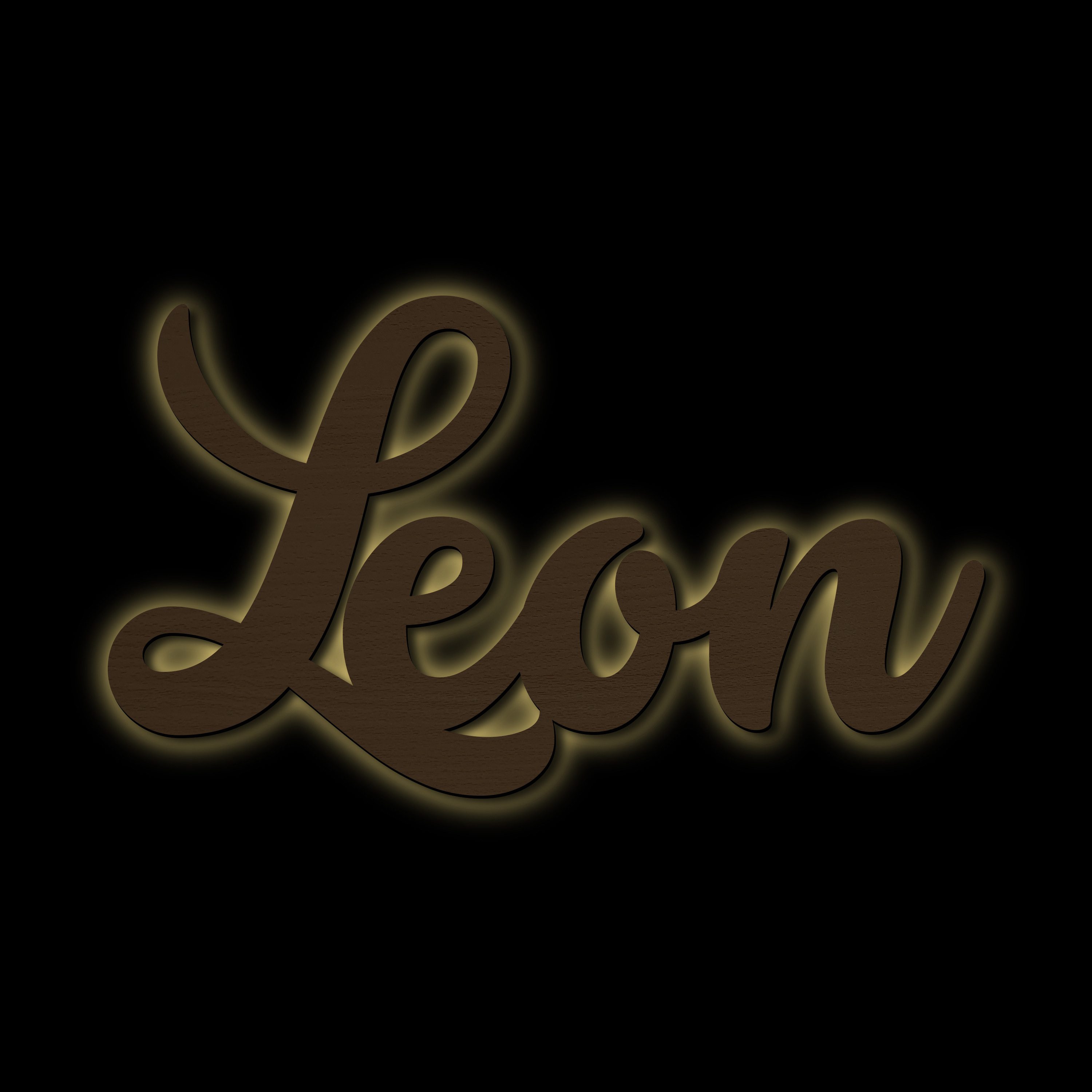 Namofactur LED Dekolicht Name Leon Deko Licht Kinder & Erwachsene Wandlampe I MDF Holz, LED fest integriert, Warmweiß
