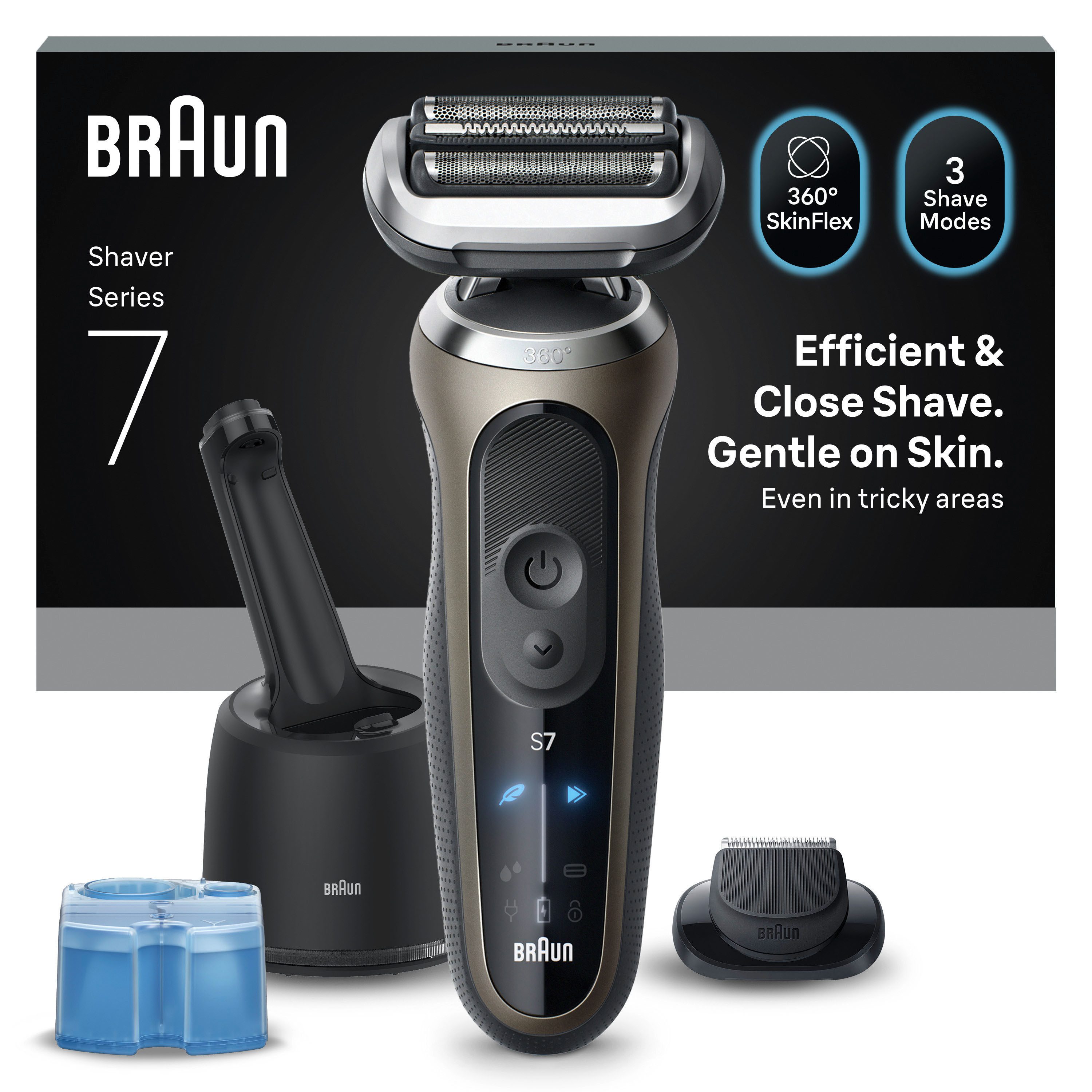 Braun Elektrorasierer Series 7 72-C7200cc, Reinigungsstation, Bis zu 60 min, 4in1 SmartCare Center, +1 Aufsatz, 100% Wasserdicht