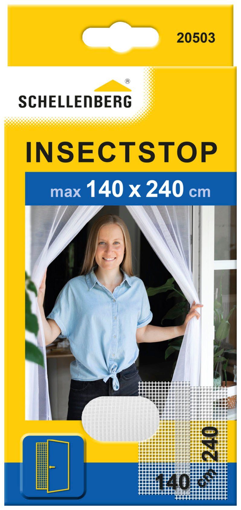 SCHELLENBERG für bohren, Balkontür 140 Fliegenvorhang cm, und 20503 weiß, x Insektenschutz-Vorhang ohne Terrassentür, Insektenschutz 240