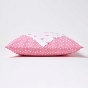 Kissenbezüge Patchwork-Kissenbezug mit Herzen in Rosa, 45 x 45 cm, Homescapes