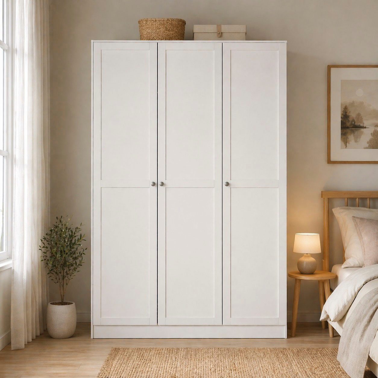 Home affaire Kleiderschrank Billund, skandinavischen Design & viel Stauraum, 2 Breiten 145/195 cm Viel Stauraum mit Böden & Kleiderstange, praktische Aufteilung