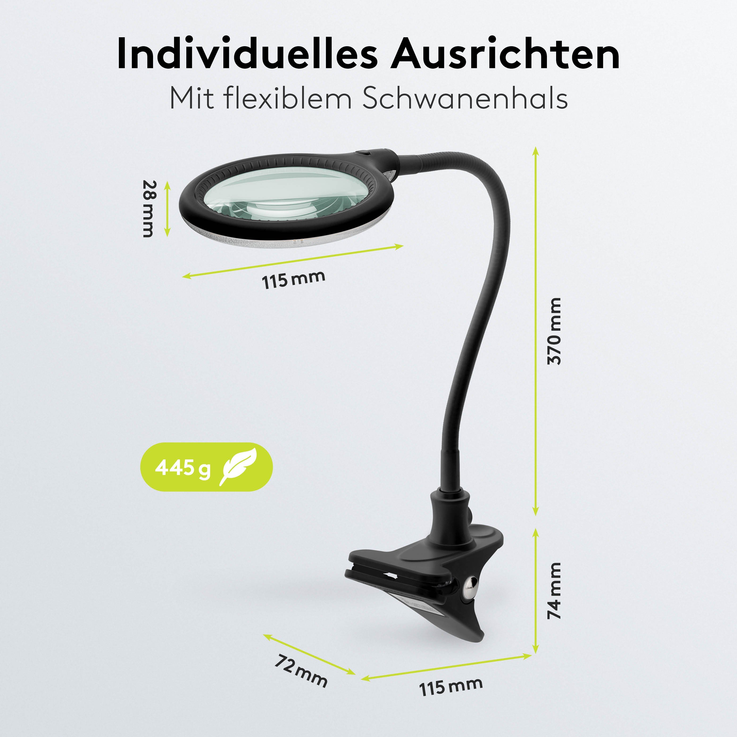 Goobay Lupenlampe 6 W LED-Lupenleuchte mit Klemme, SMD LED, kaltweiß, 6500 K