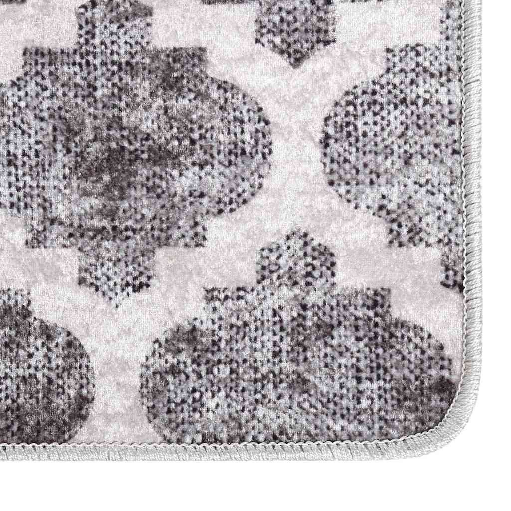 vidaXL Teppich Teppich Waschbar 190x300 cm Grau und Weiß, Rechteckig
