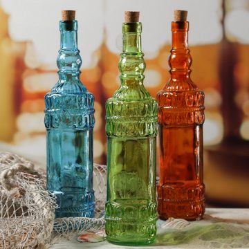 MARELIDA Vorratsglas Deko Flasche m. Korken Retro Likör Glasflasche Vintage Recyclingglas, Glas, (1-tlg)
