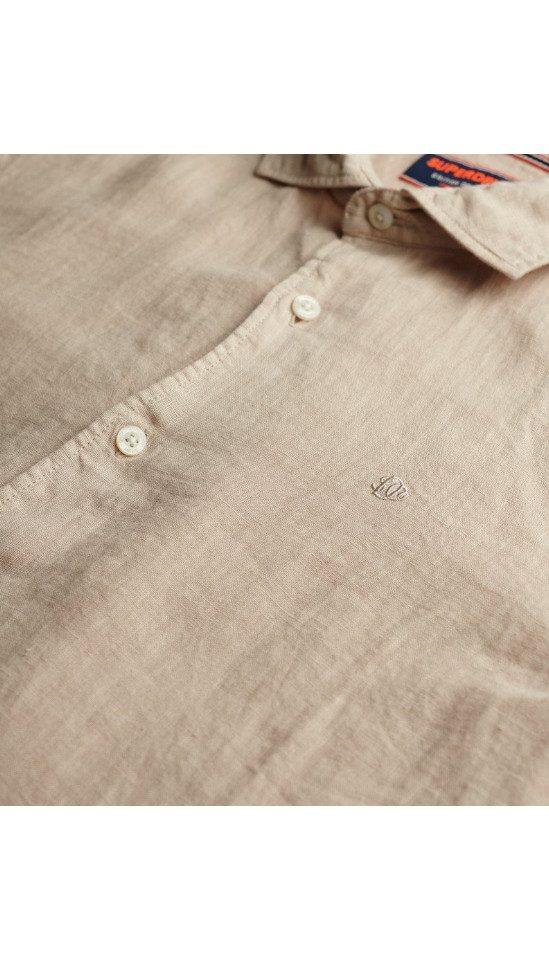 Superdry Kapuzenshirt SD EMB VACATION LS LINEN SHIRT SILVER LINING BEIGE