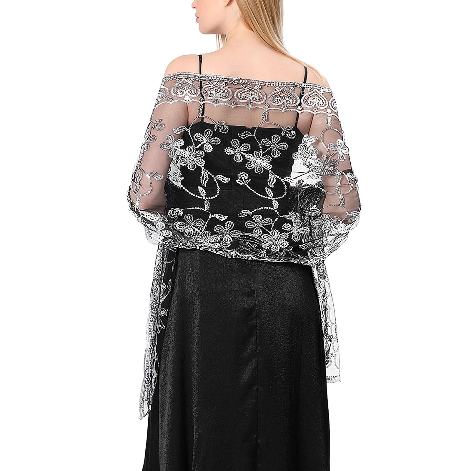 Zaewry Modeschal Schals und Tücher für Abendkleider – Elegante, transparente Damen, Jahre mit Blumenmuster, ideal für Hochzeiten