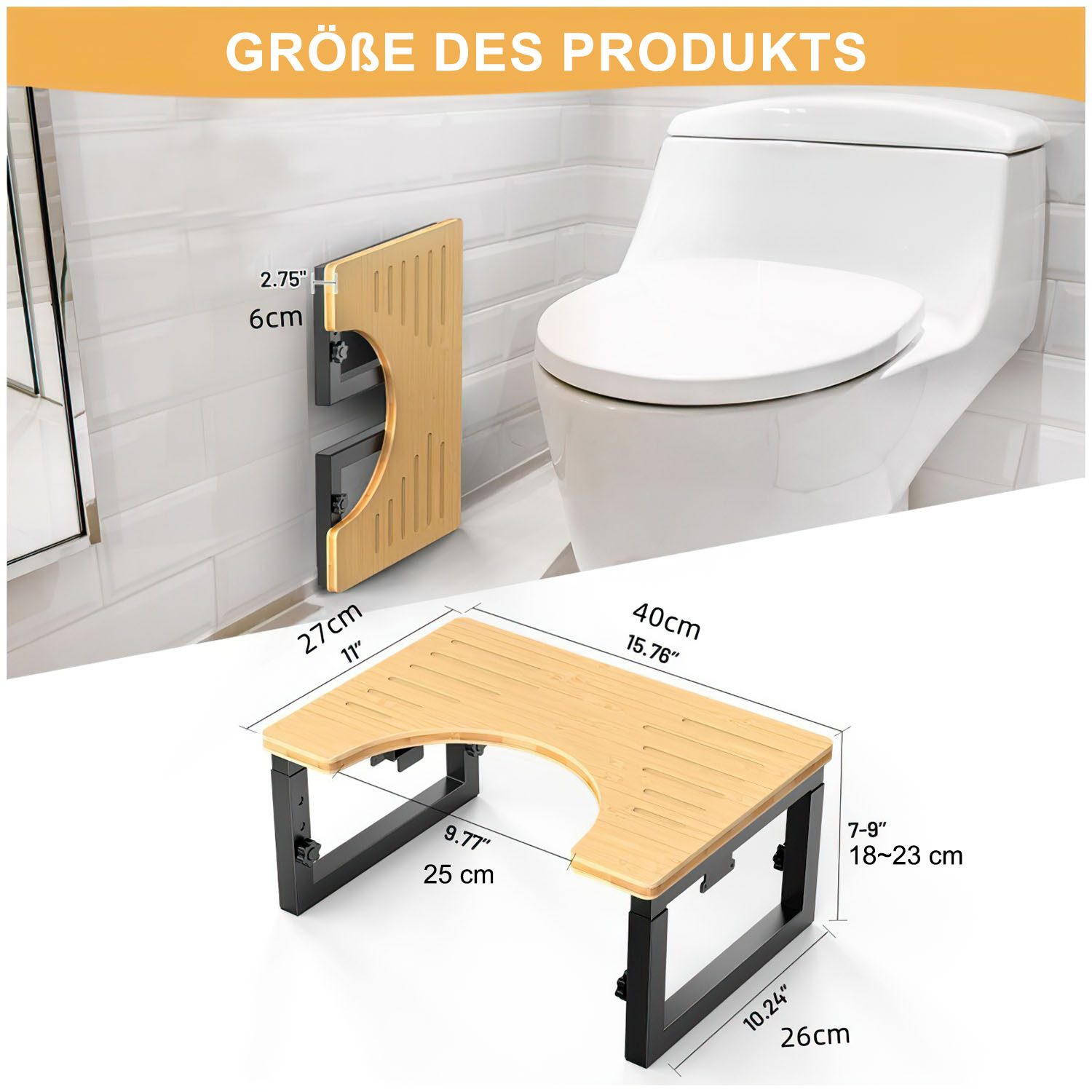 HEYHIPPO Tritthocker Klappbarer Toilettenhocker Höhenverstellbarer Fußhocke günstig online kaufen