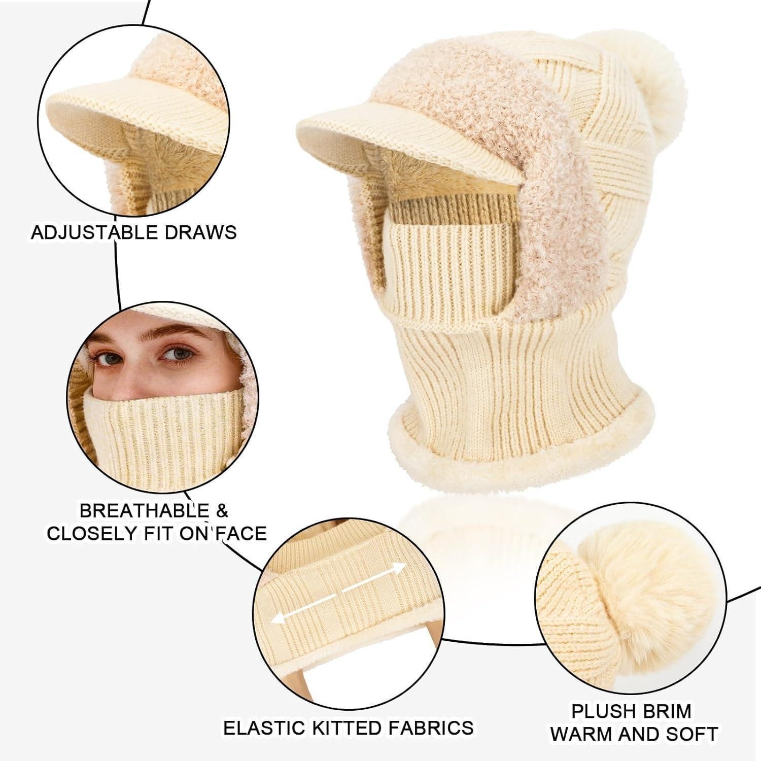 LuxusKollektion Sturmhaube Strickmütze Thermo Damen Balaclava Halswärmer Fleece Rosa