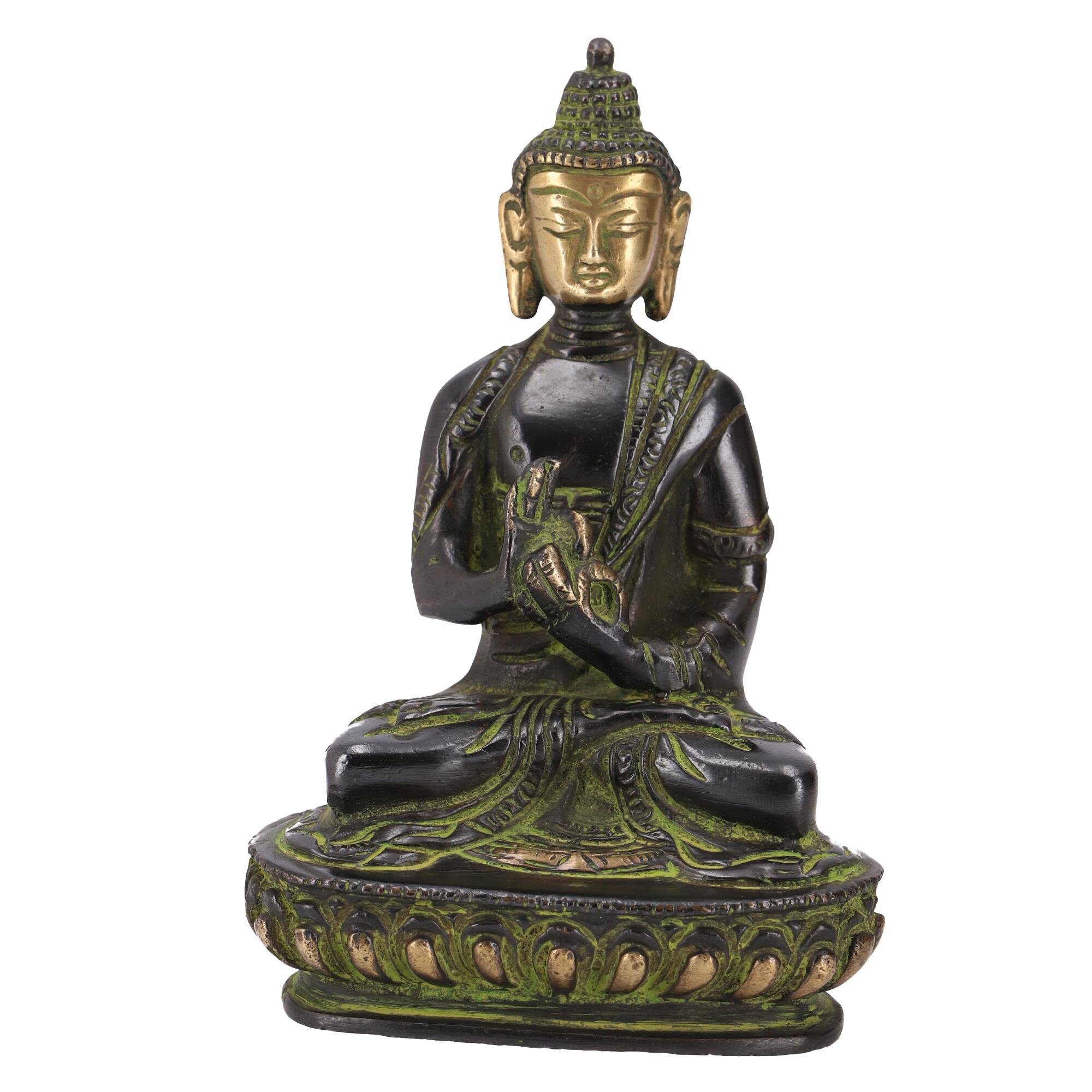 Guru-Shop Buddhafigur Messing Buddha 14.. Dharmachakra aus Statue Mudra