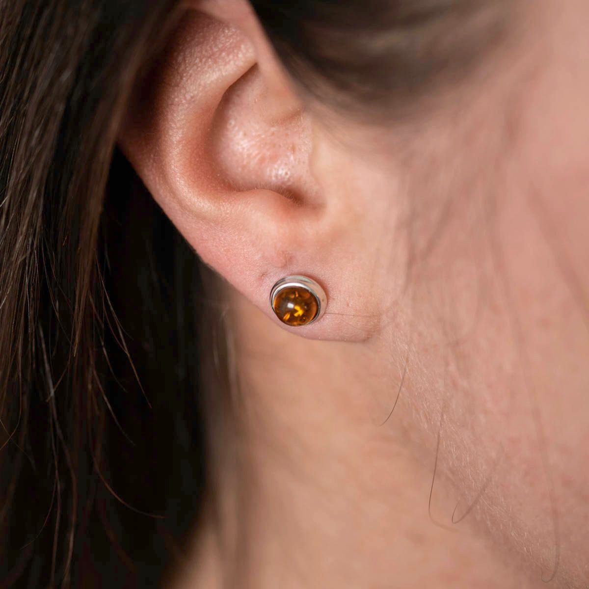 Materia Paar Ohrstecker Damen Silber Bernstein Braun orange Ø8mm SO-500, 92 günstig online kaufen