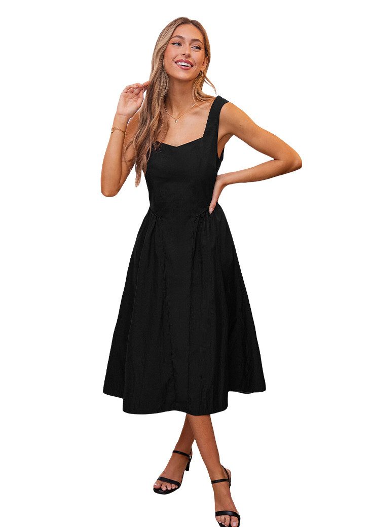 Cupshe Midikleid Ärmelloses Eckiges Dekolleté mit Smokdetails in A-Linie