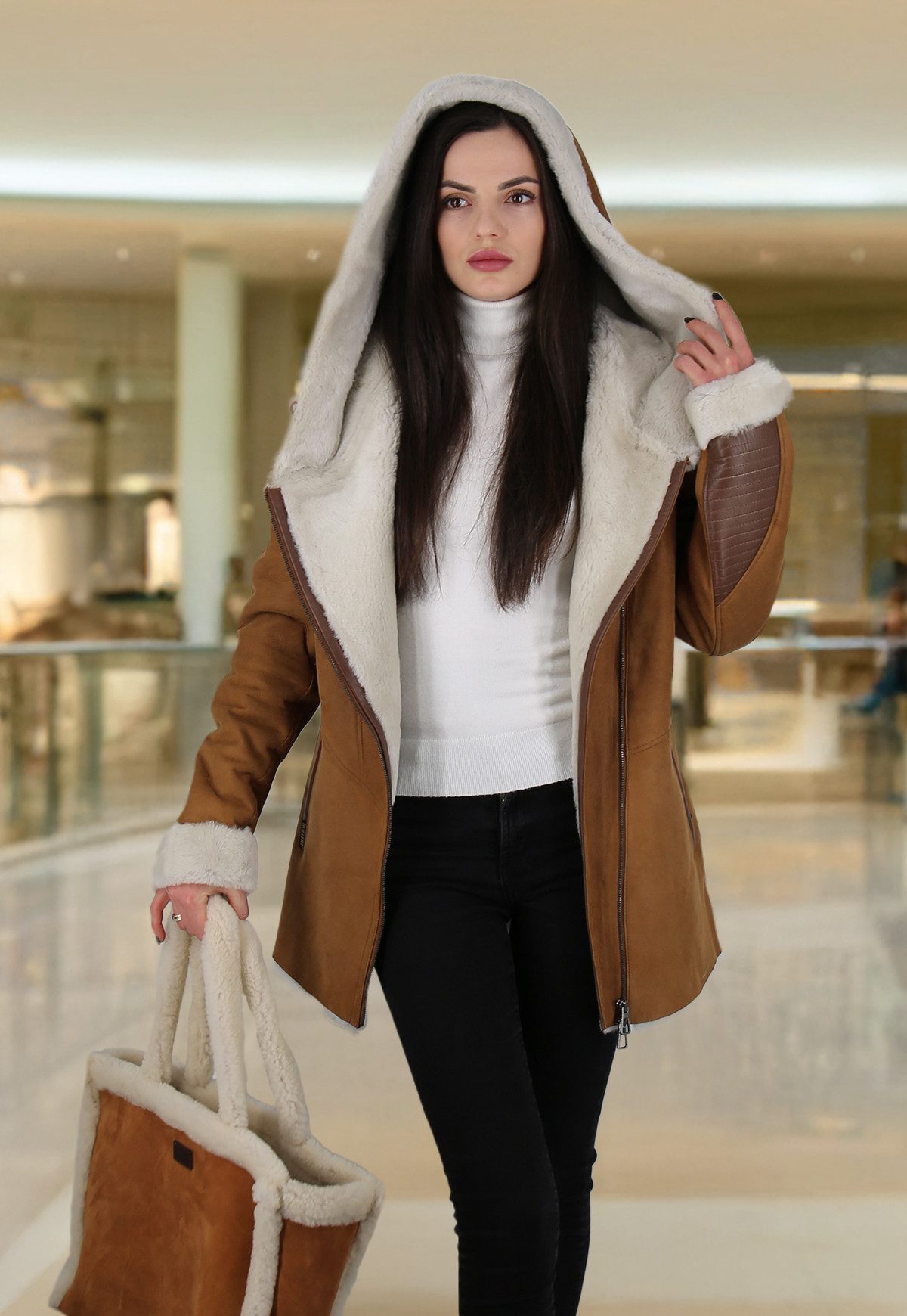 Hollert Winterjacke Lammfelljacke Lena Chestnut günstig online kaufen