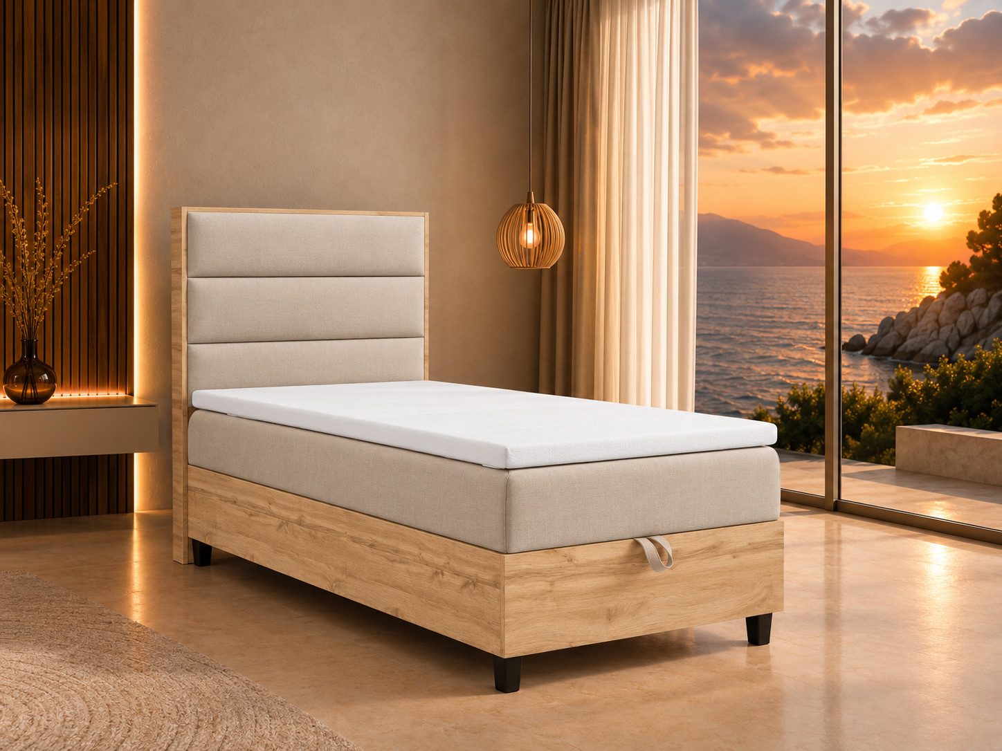 Best for Home Boxspringbett Trinity K-1 Einzelbett mit Bettkasten, Bett mit Komfort Topper T-5cm (Bett, Polsterbett mit Stauraum, Jugendbett, Kinderbett versch. Größen, 4-St., 70x200 80x200 90x200 100x200 cm), Verschiedene Liefermöglichkeiten, TOP Preis-Leistungs-Verhältnis