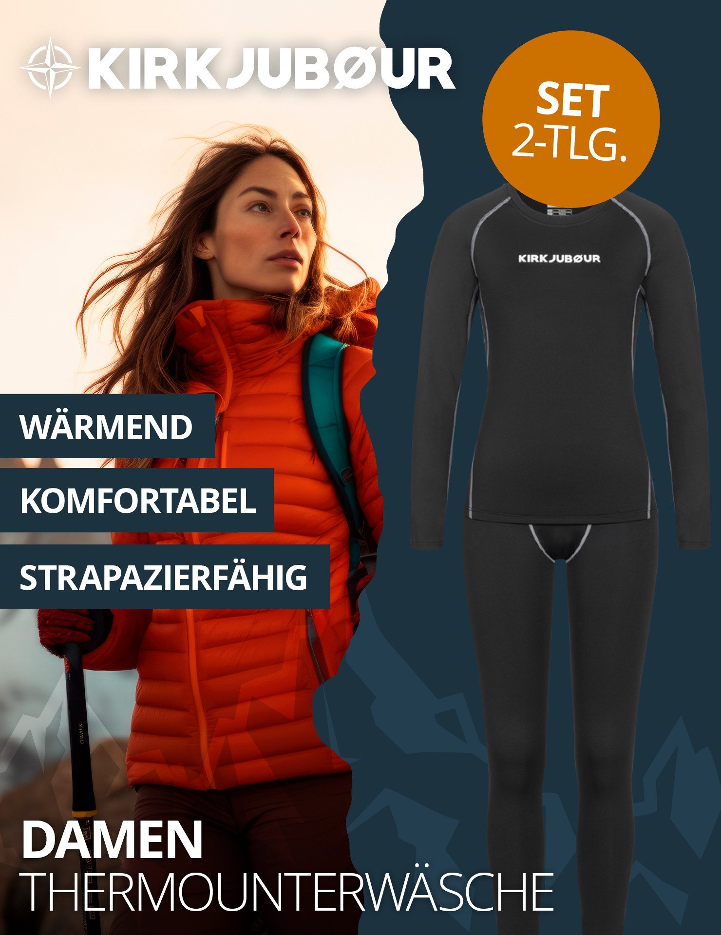 KIRKJUBOUR Thermounterhemd Hafjall (2-teilliges Thermounterwäsche Set) entwickelt, um auch an den kältesten Tagen warmzuhalten