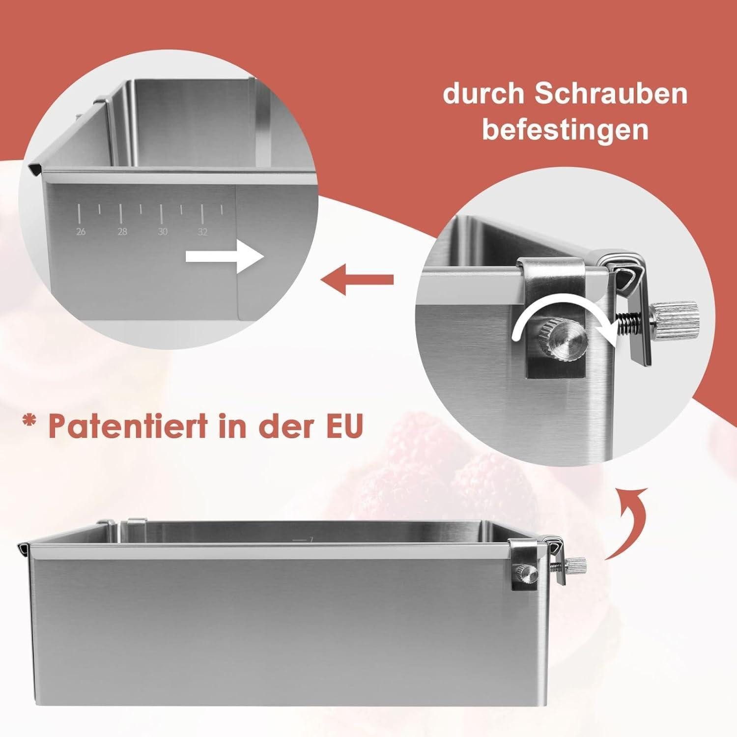 LuxusKollektion Backrahmen Backrahmen 8 cm verstellbar Edelstahl quadratische Kuchenform SEO