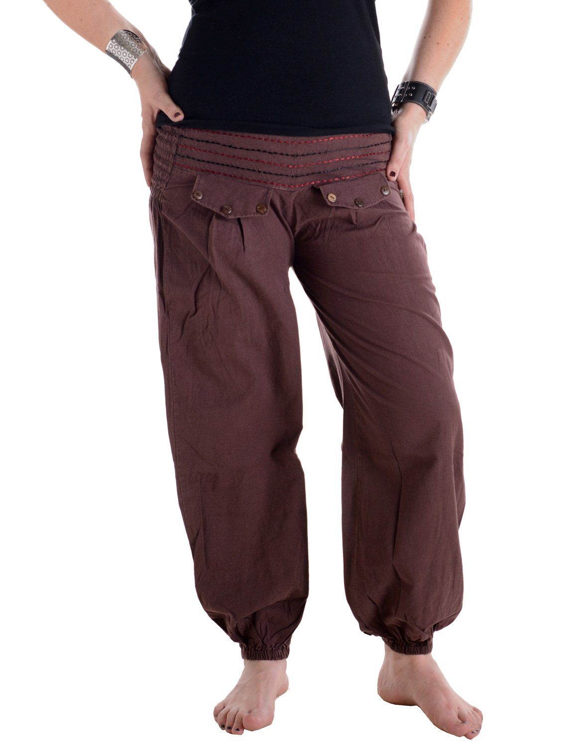 Haremshose Pludrige Sommer Chino Haremshose aus Baumwolle