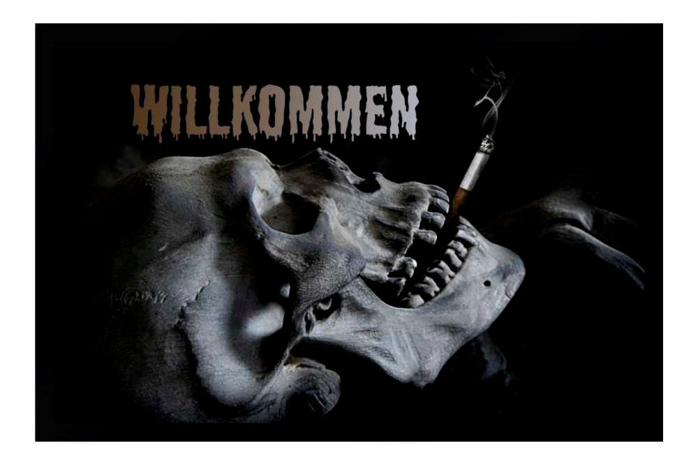 Ladreas Fußmatte Schmutzfangmatte rutschfest Totenkopf Zigarette F070, 60x40