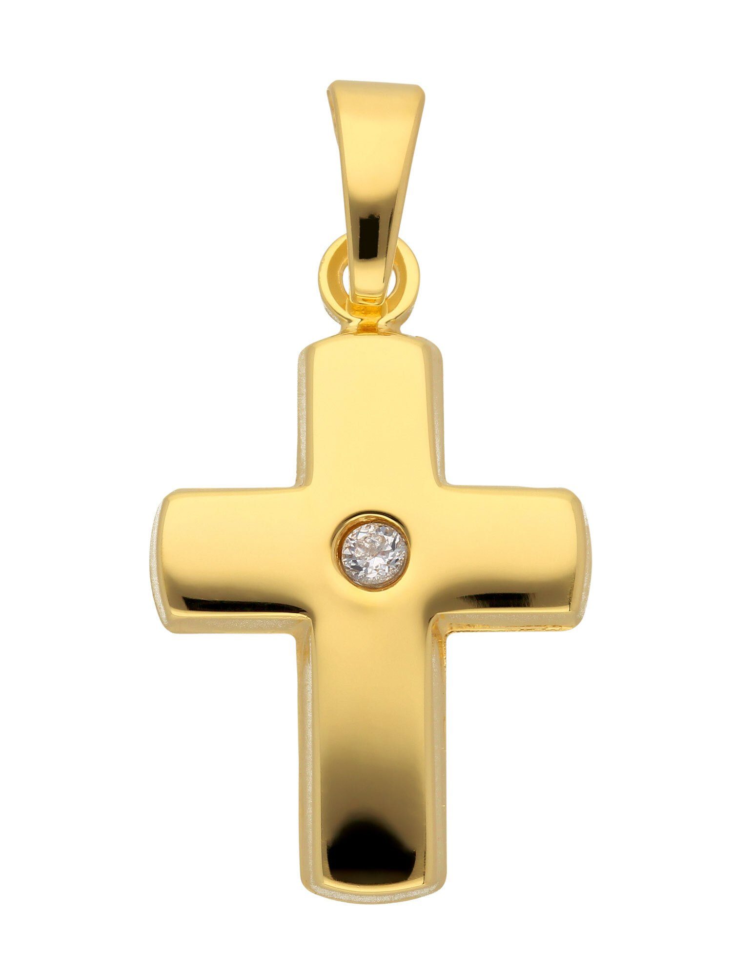 Adelia´s Kettenanhänger 333 Gold Kreuz Anhänger, mit Zirkonia Goldschmuck für Damen & Herren
