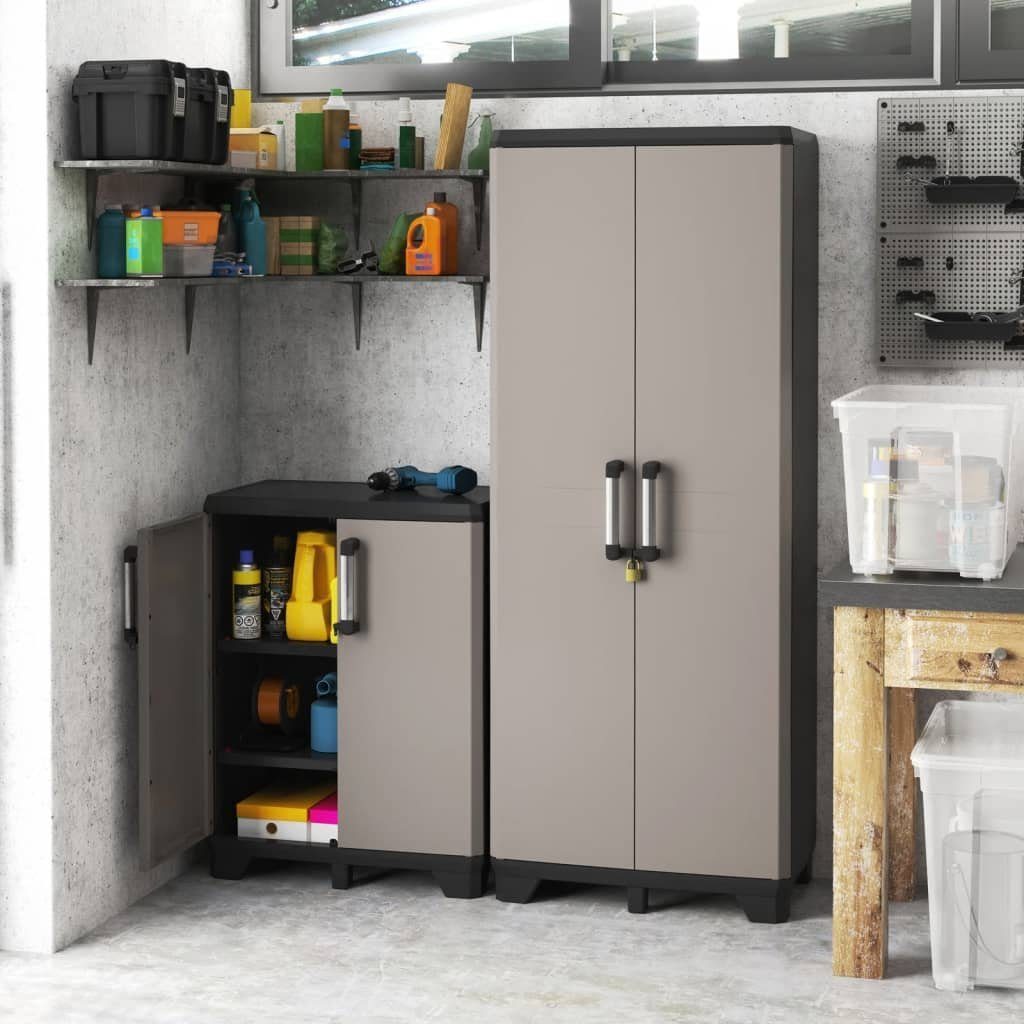 und Grau Niedrig Pro Keter Fächerschrank Lagerschrank (1-St) Schwarz