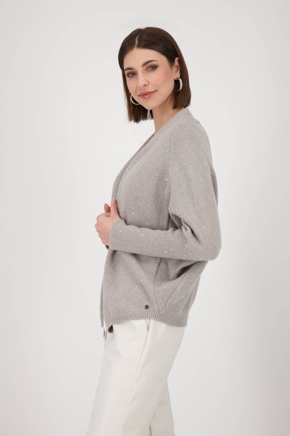 Monari Parka Glitzer-Cardigan Glamouröser Cardigan mit Lurex und Pailletten, Oversize Fit.