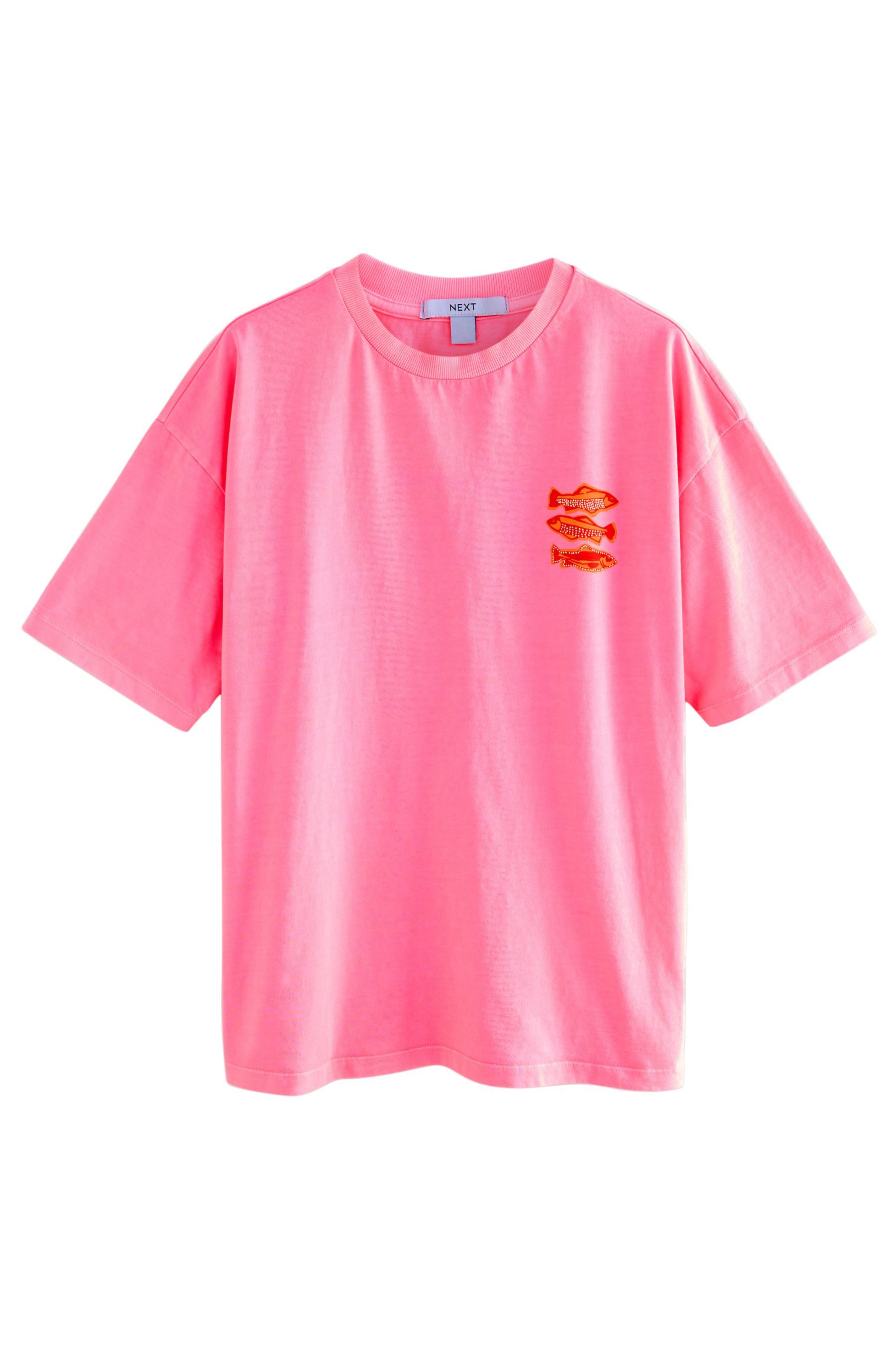 T-Shirt Oversize Fit Rundhals-T-Shirt, Sardine Matchbox