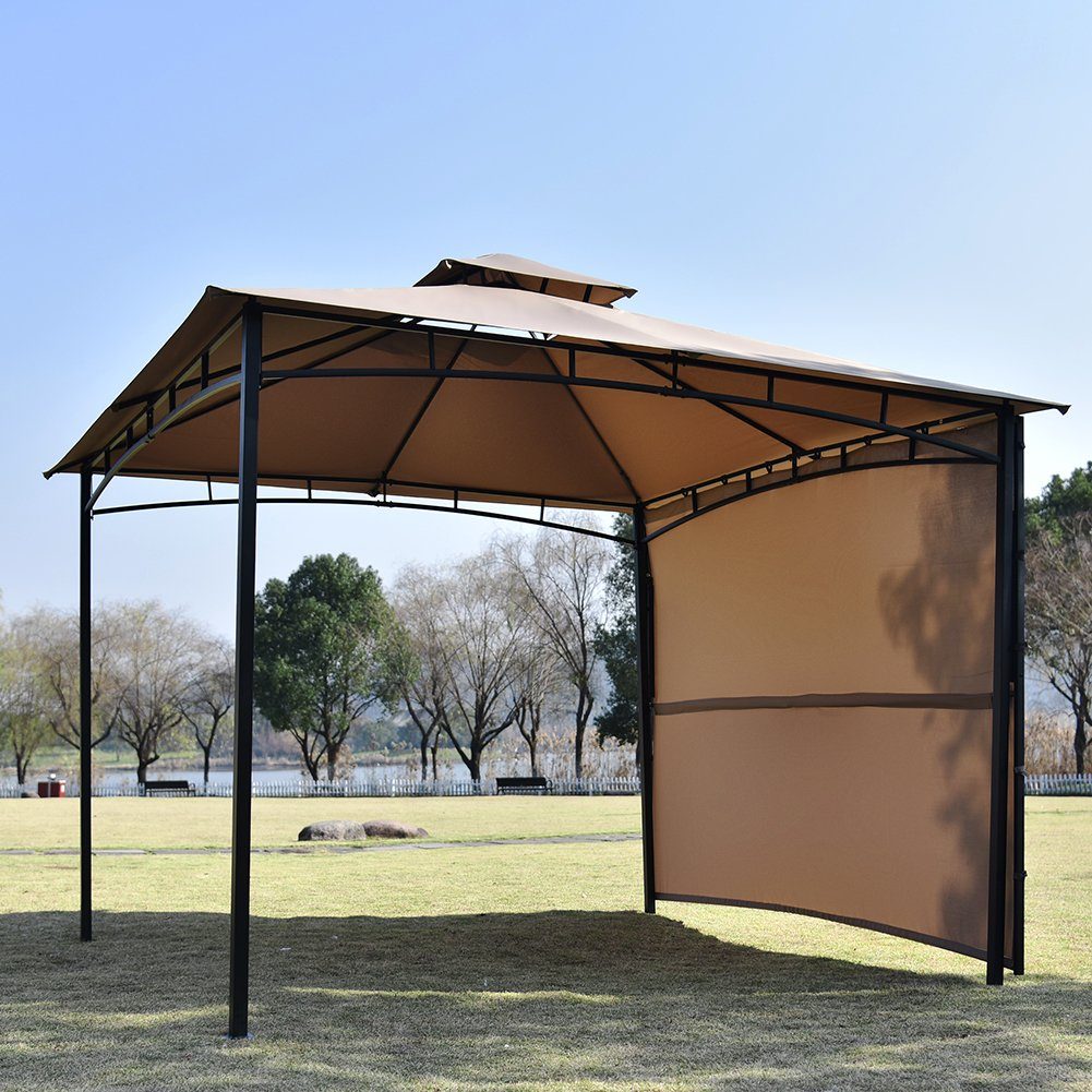Pavillon, mit 1 Seitenteilen, Gartenpavillon mit ausziehbare Seitenteil, Wasserdicht Partyzelt, UV-Schutz, Stahlgestell, 3 x 3 x 2,6 m