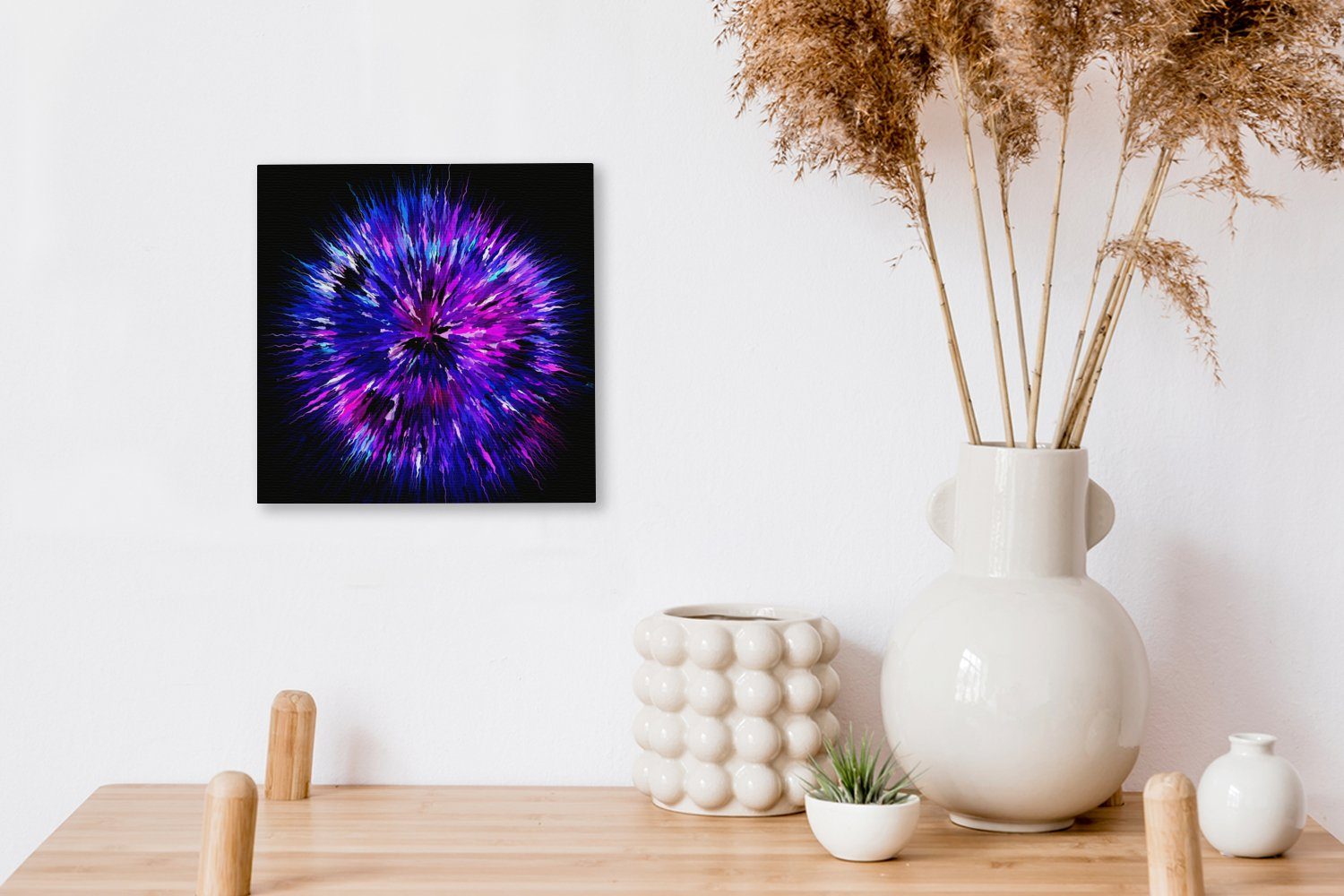 Wohnzimmer OneMillionCanvasses® Schlafzimmer St), für (1 Violette Leinwand Geometrie einer Leinwandbild in Bilder Explosion, Form