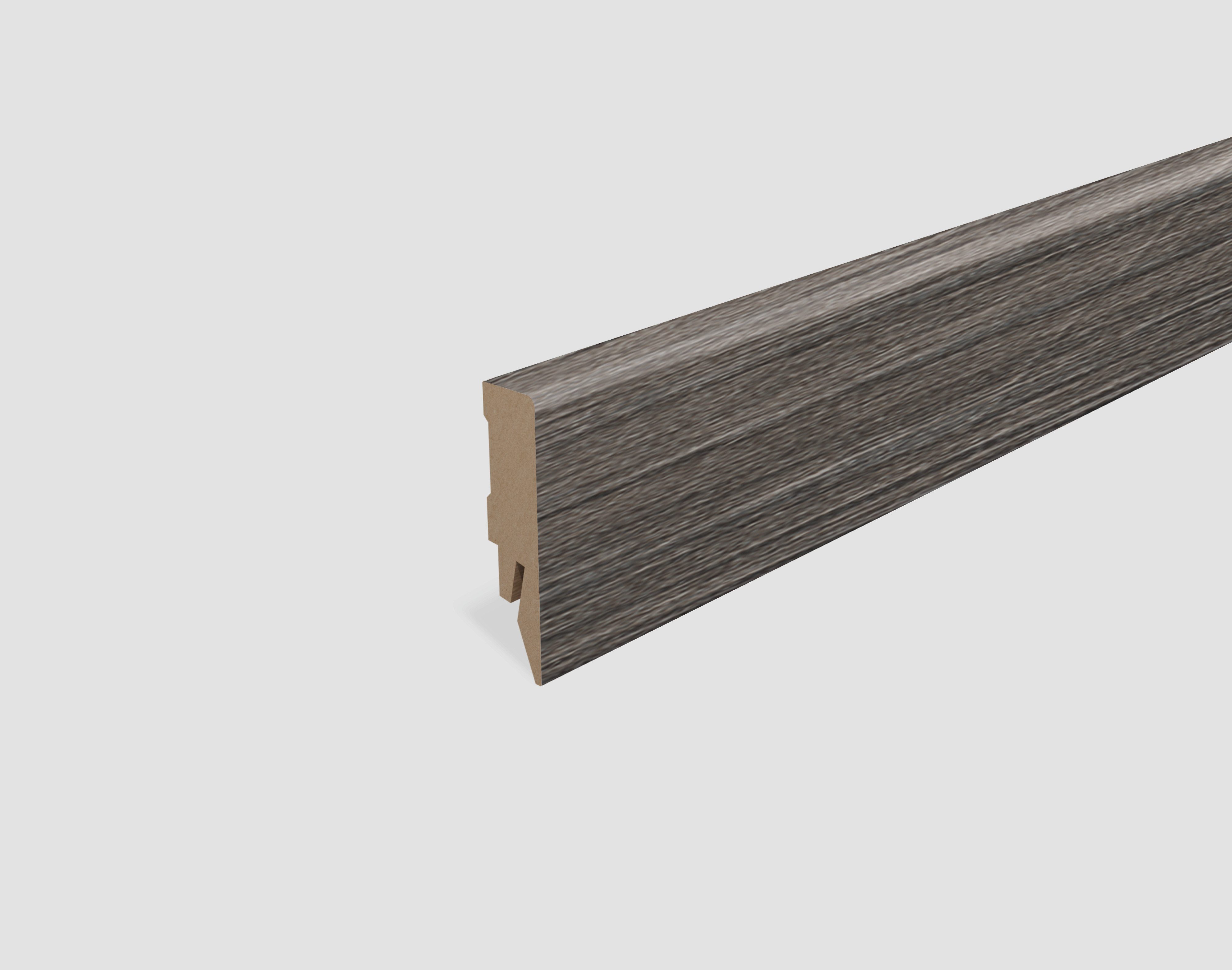 EGGER Sockelleiste Eiche dunkelgrau L550, L: 240 cm, H: 5.8 cm, 1-St., 2,40m; neues kubisches Profil; passend zu Fußboden Loja Eiche grau