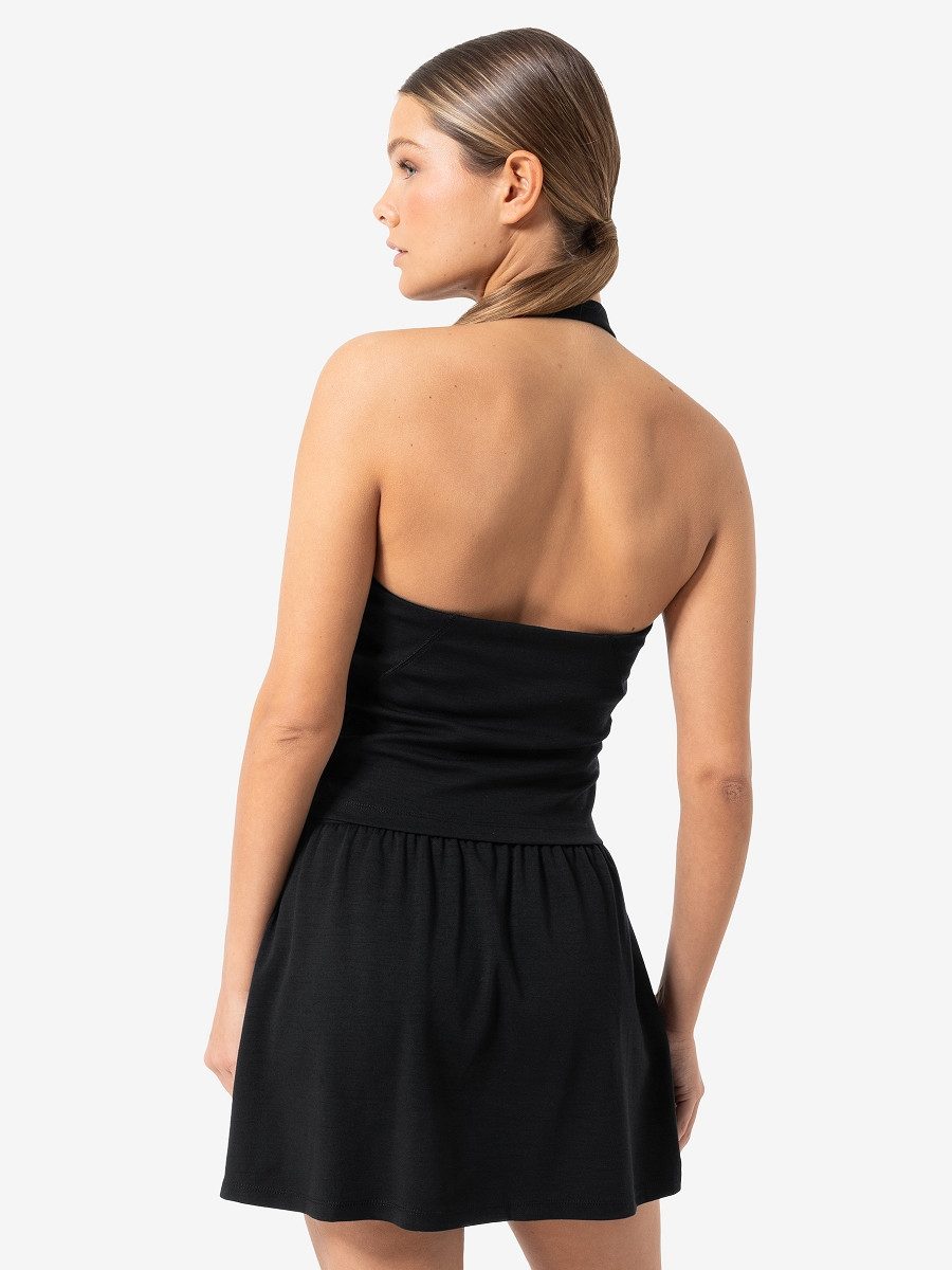 SUPER.NATURAL Sporttop für Damen, Merino NECKHOLDER TOP Stretch, atmungsaktiv, BH Funktion