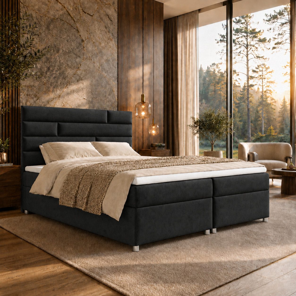 Best for Home Boxspringbett mit Stauraum Doppelbett Trinity K-5 Topper 7-Zonen Komfort – modern (Komplett-Set, 1-St., 140x200 160x200 180x200 200x200 cm), Handwerksqualität, TOP Preis-Leistungs-Verhältnis