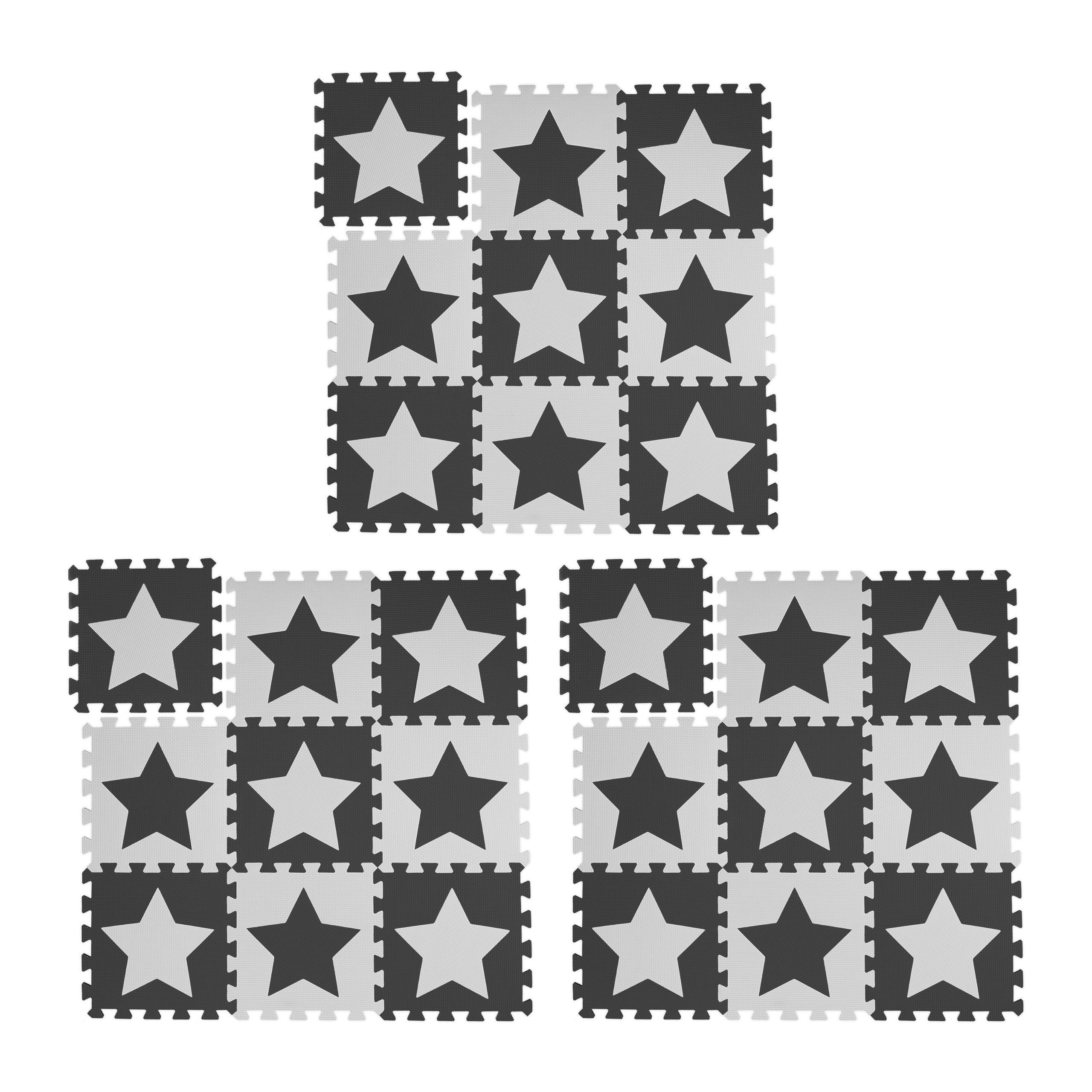 Spielmatte 27 x Puzzlematte Sterne weiß-grau