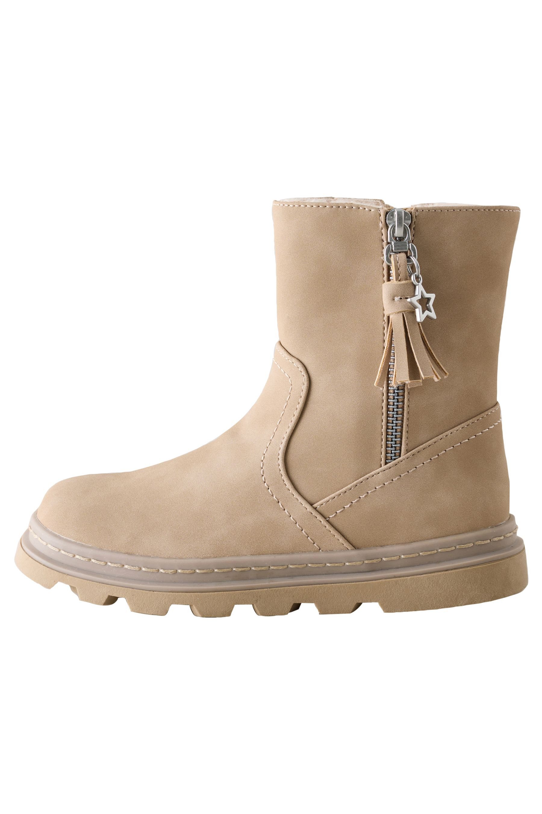 Next Stiefel mit Kunstfellfutter und Fransen Stiefel (1-tlg)