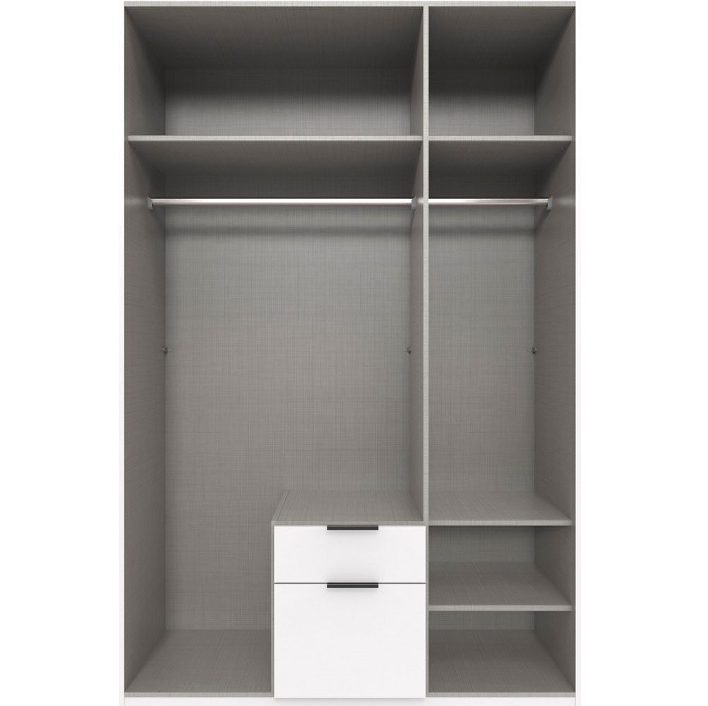 Wimex Drehtürenschrank Mugano (mit 2 Kleiderstangen, 2 Schubladen, 1-St., moderne Optik, Metallgriffe in schwarz) 135x58x208cm / Saharagrau matt