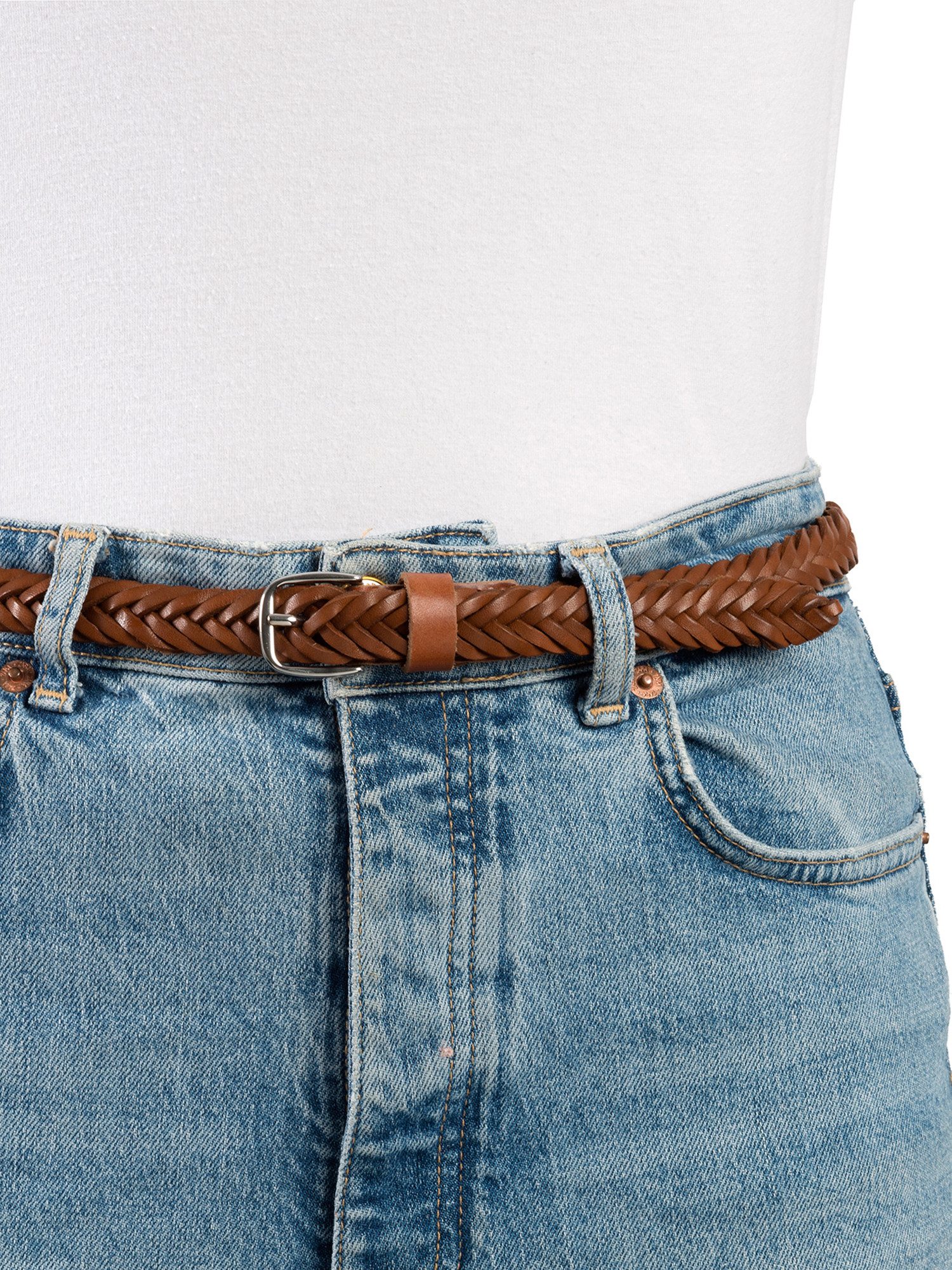TOM TAILOR Flechtgürtel TTCLAUDETTE 2 cm breiter Damengürtel, stufenlos verstellbar, Echtleder