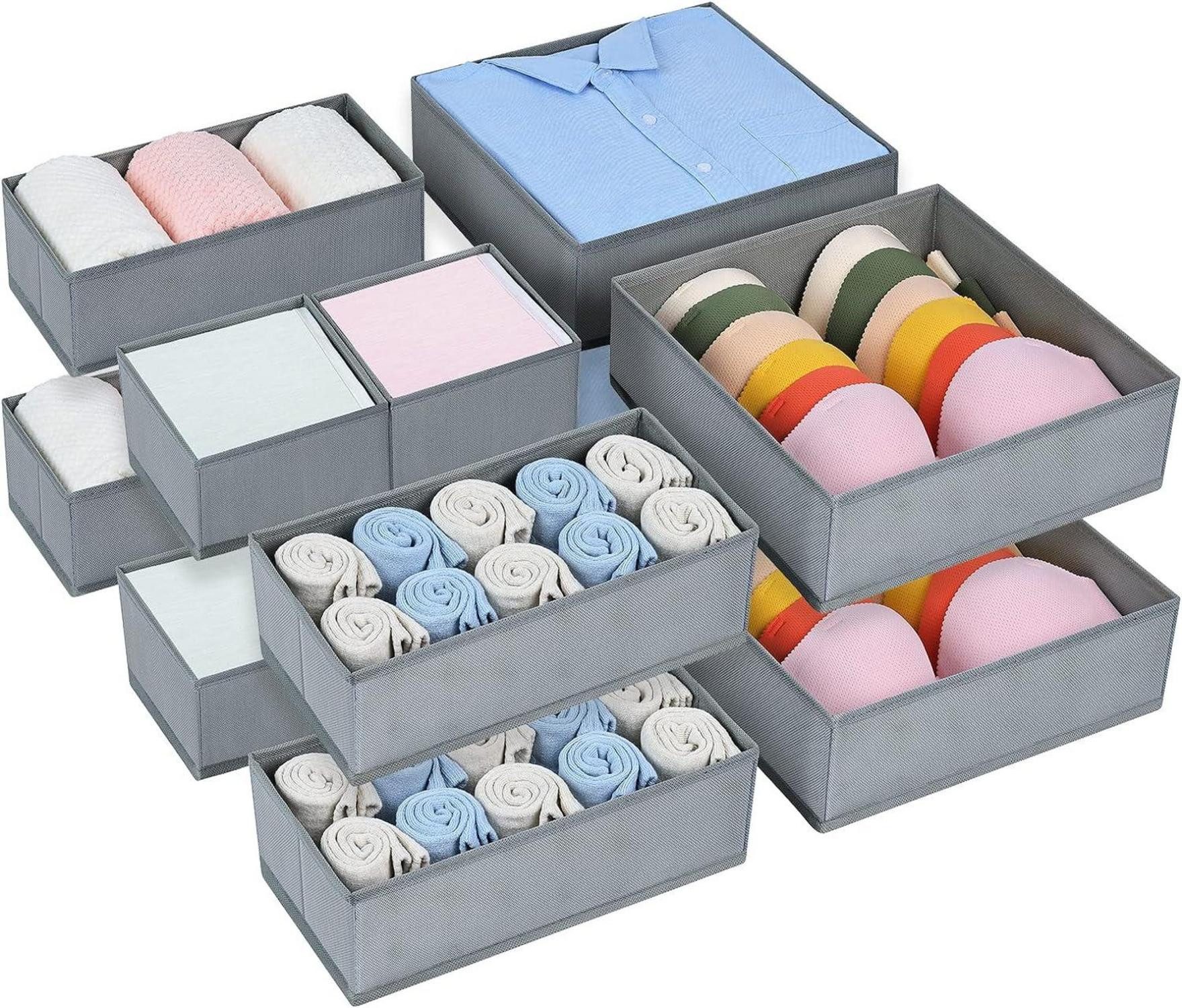 Küchenorganizer-Set Schubladen Organizer Aufbewahrungsbox Stoff 12er Set Hellgrau