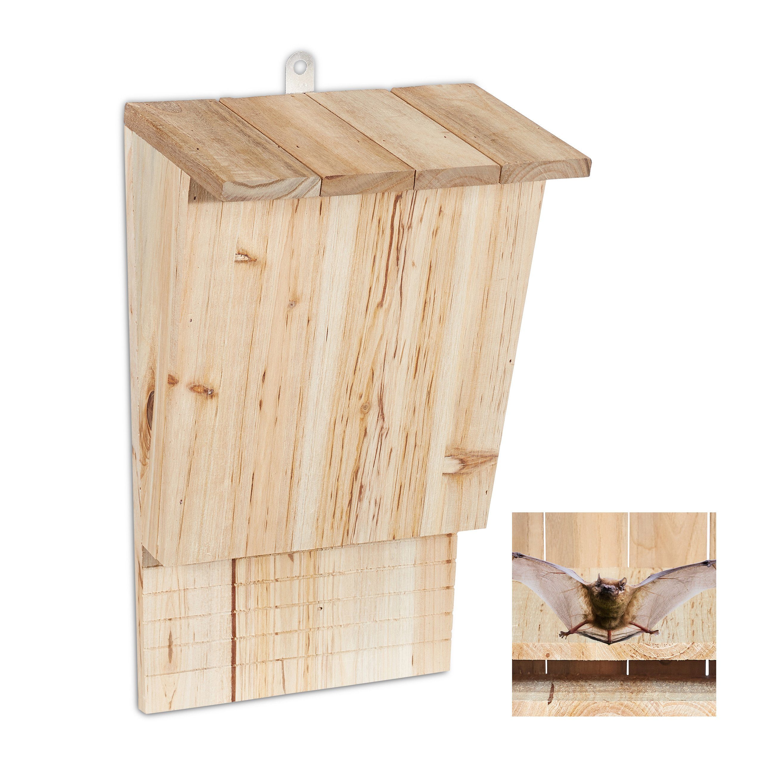relaxdays Holz Vogelhaus Fledermauskasten aus