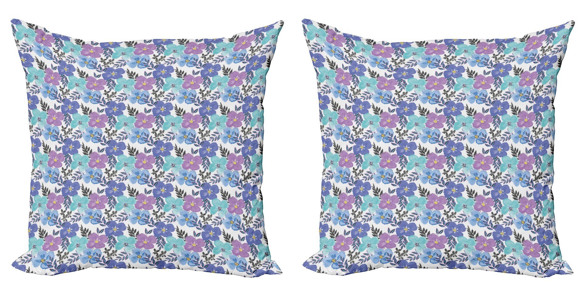 Kissenbezüge Modern Accent (2 Doppelseitiger Abakuhaus Blumen Digitaldruck, Stück), Frühlings-Blumen-Gitter-Kunst Weiche