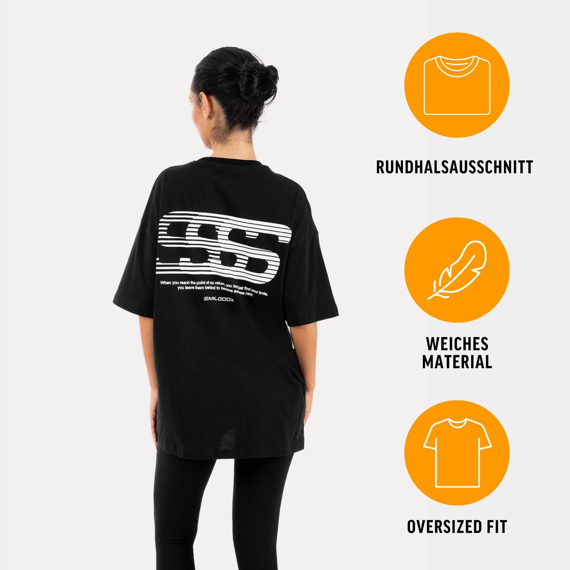 Smilodox T-Shirt Lyam, Oversized Shirt Unisex, T-Shirt mit Print & Rundhals Weiches Material, Großer Print, Oversized Ärmel, Rundhals, Unisex