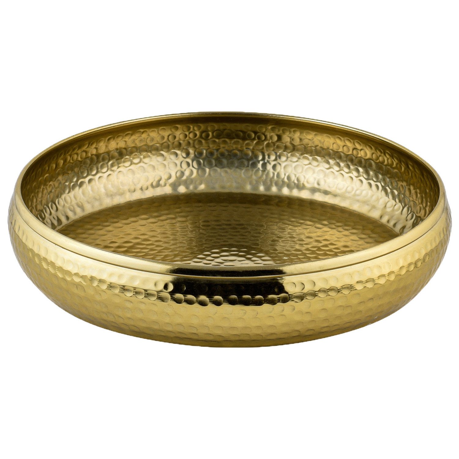 Marrakesch Orient & Mediterran Interior Dekotablett Moderne Deko Serviertablett Fidan handgemacht aus Alu in Gold 34 cm (1 St), Handarbeit