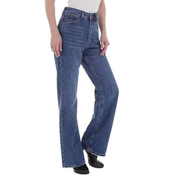 Ital-Design Weite Jeans Damen Freizeit High Waist Jeans in Blau